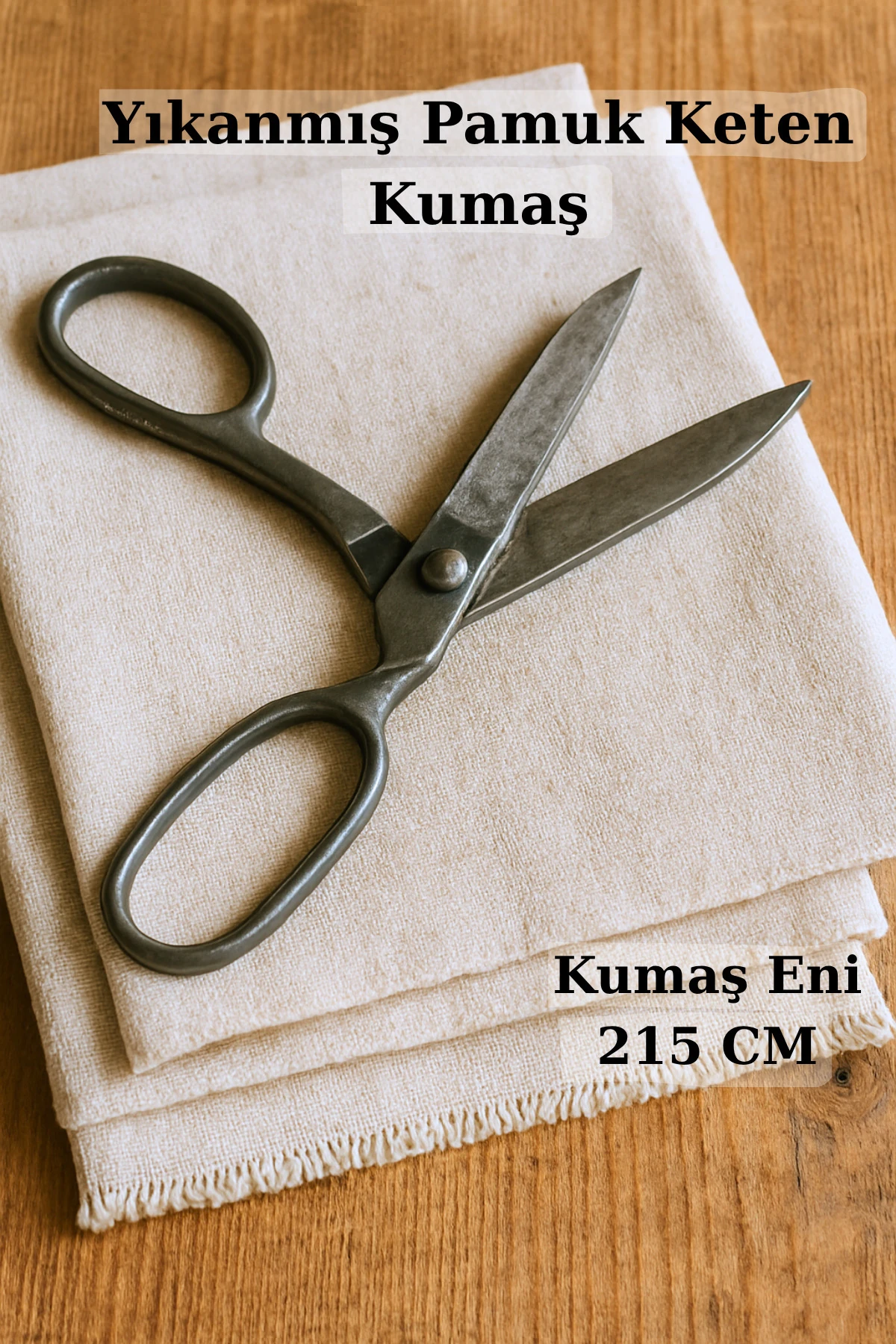 Yıkanmış Pamuk Keten Kumaş - Bej - 100 x 210