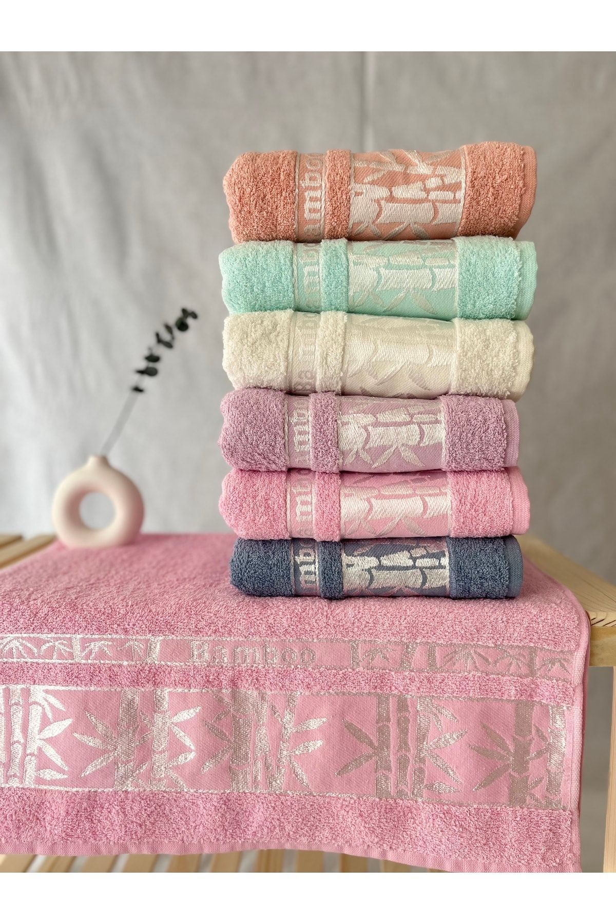 Bambu El & Yüz Havlu Seti - 6'lı - Çok Renkli - 50 x 90