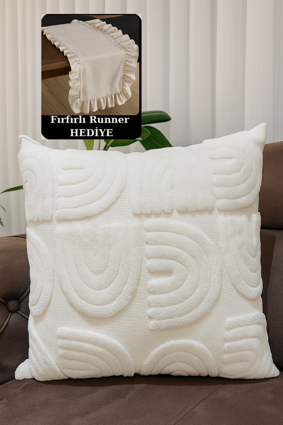 Bohem Punch Kırlent Kılıfı - Krem - 43 x 43