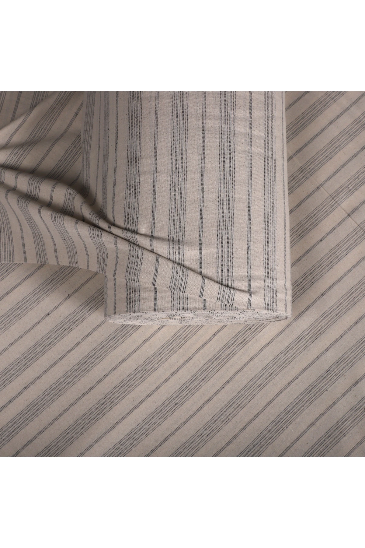 Çizgili Keten Kumaş - Gri - Gri - 100 x 230