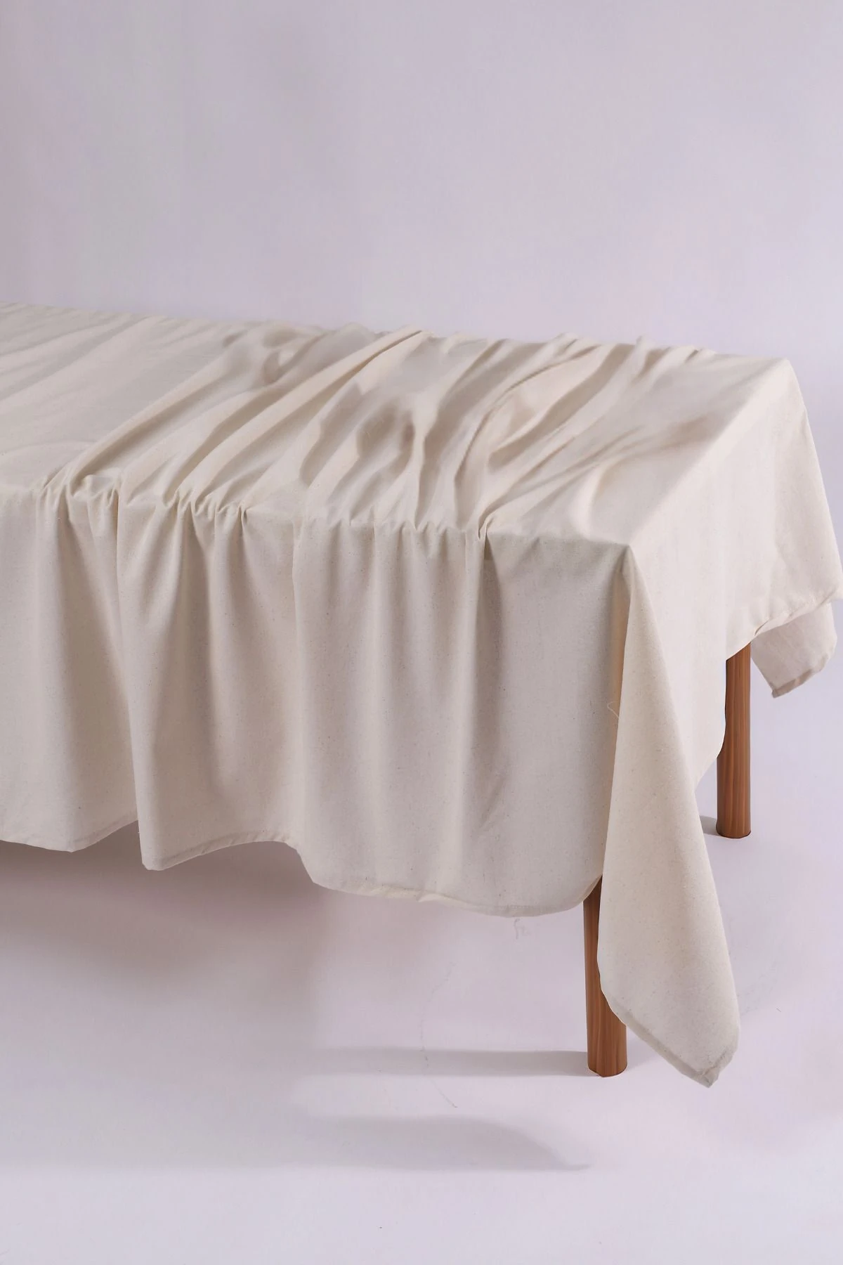 Organik Pamuk Keten Masa Örtüsü - Bej - 150 x 220
