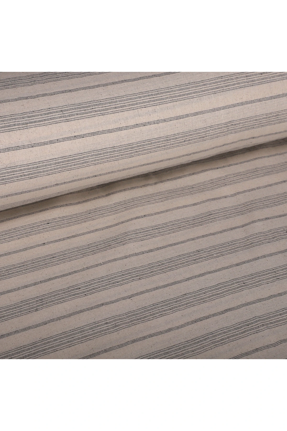 Çizgili Keten Kumaş - Gri - Gri - 100 x 230