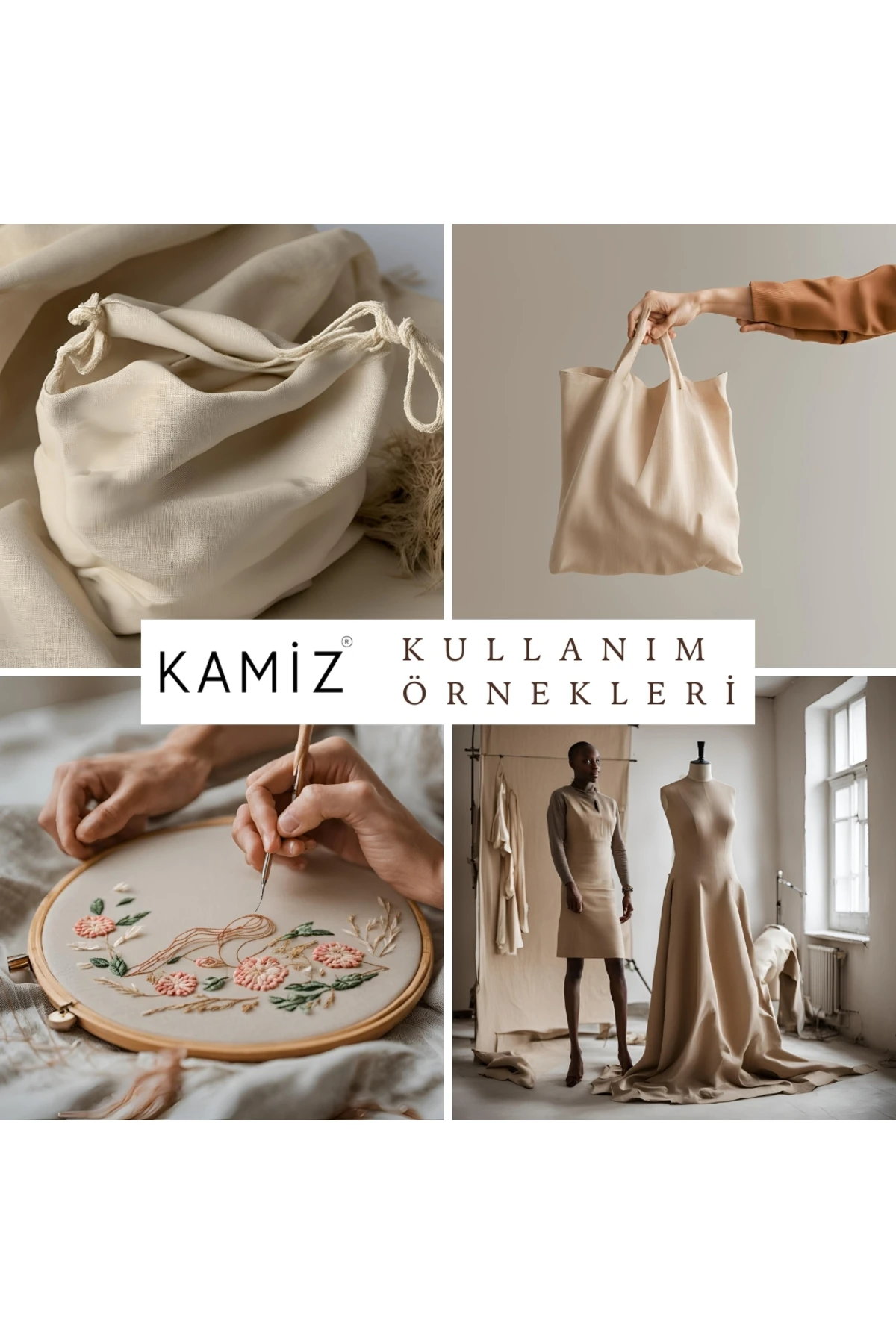 1. Kalite Ham Amerikan Bezi (Punch & Hobi Kumaşı) - Bej - 100 x 220