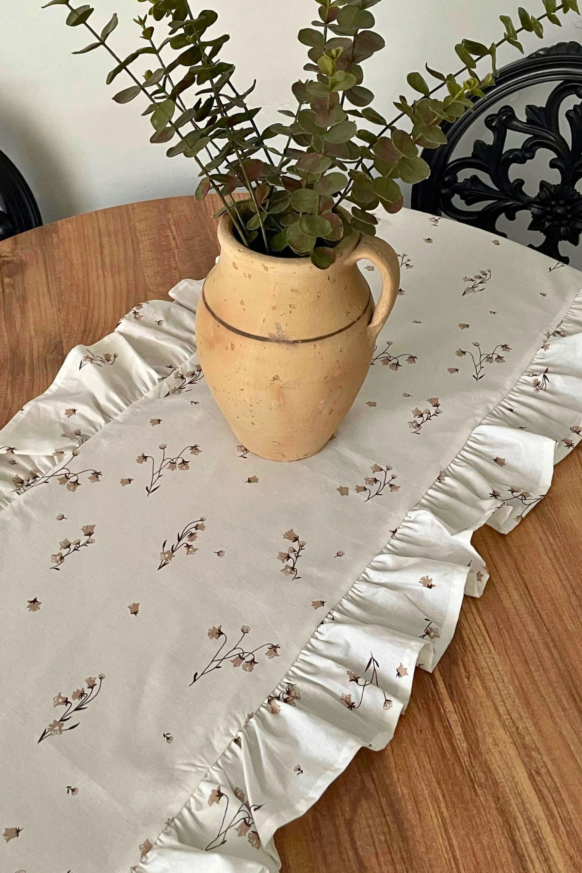 Fırfırlı Lale Desenli Runner - Bej - 40 x 110