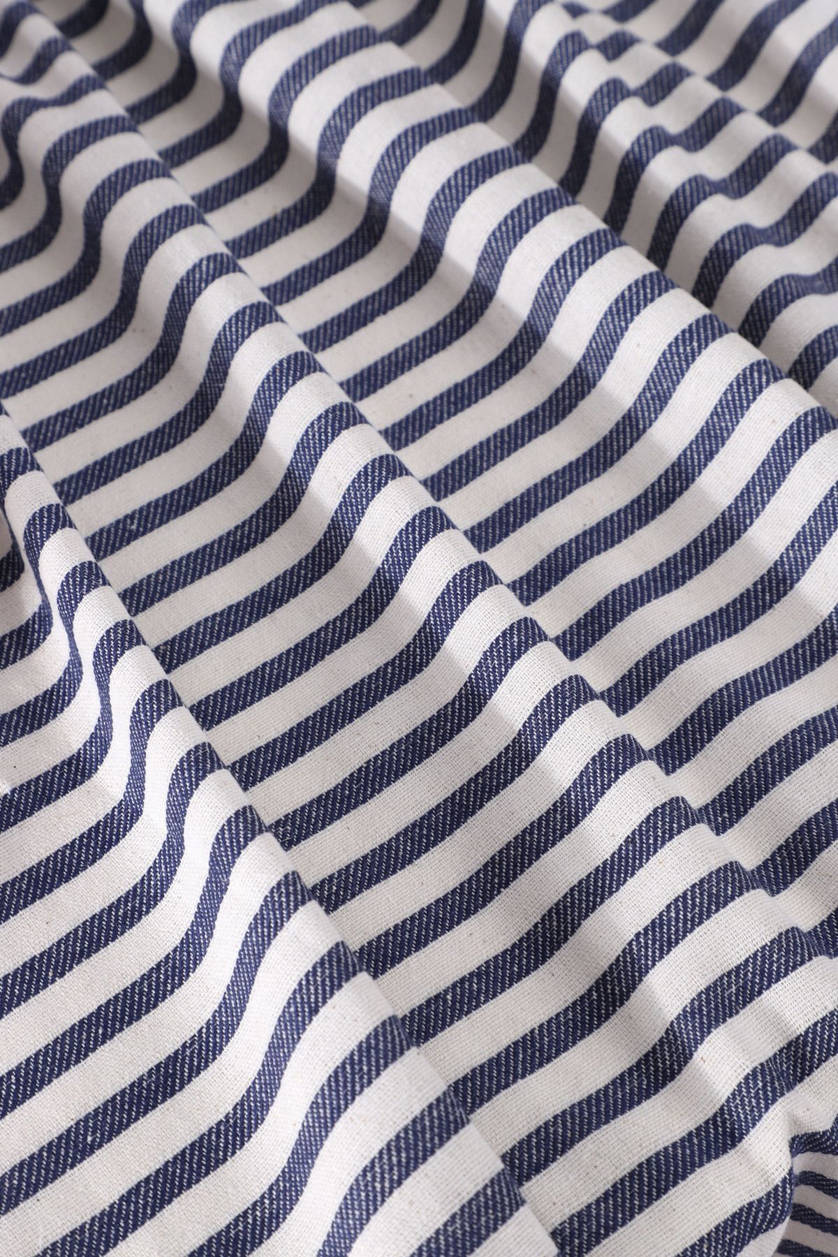 Lacivert Çizgili Keten Masa Örtüsü - Lacivert - 160 x 220