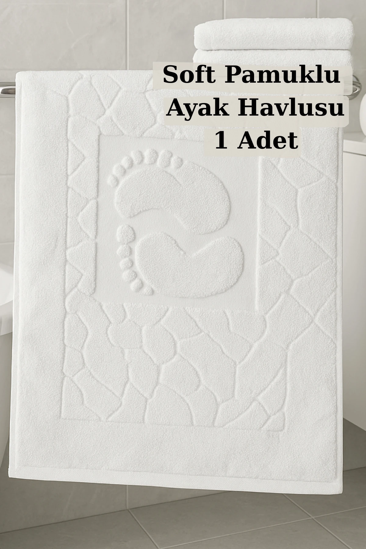 Soft Pamuklu Banyo Paspası / Ayak Havlusu - Beyaz - 50 x 70