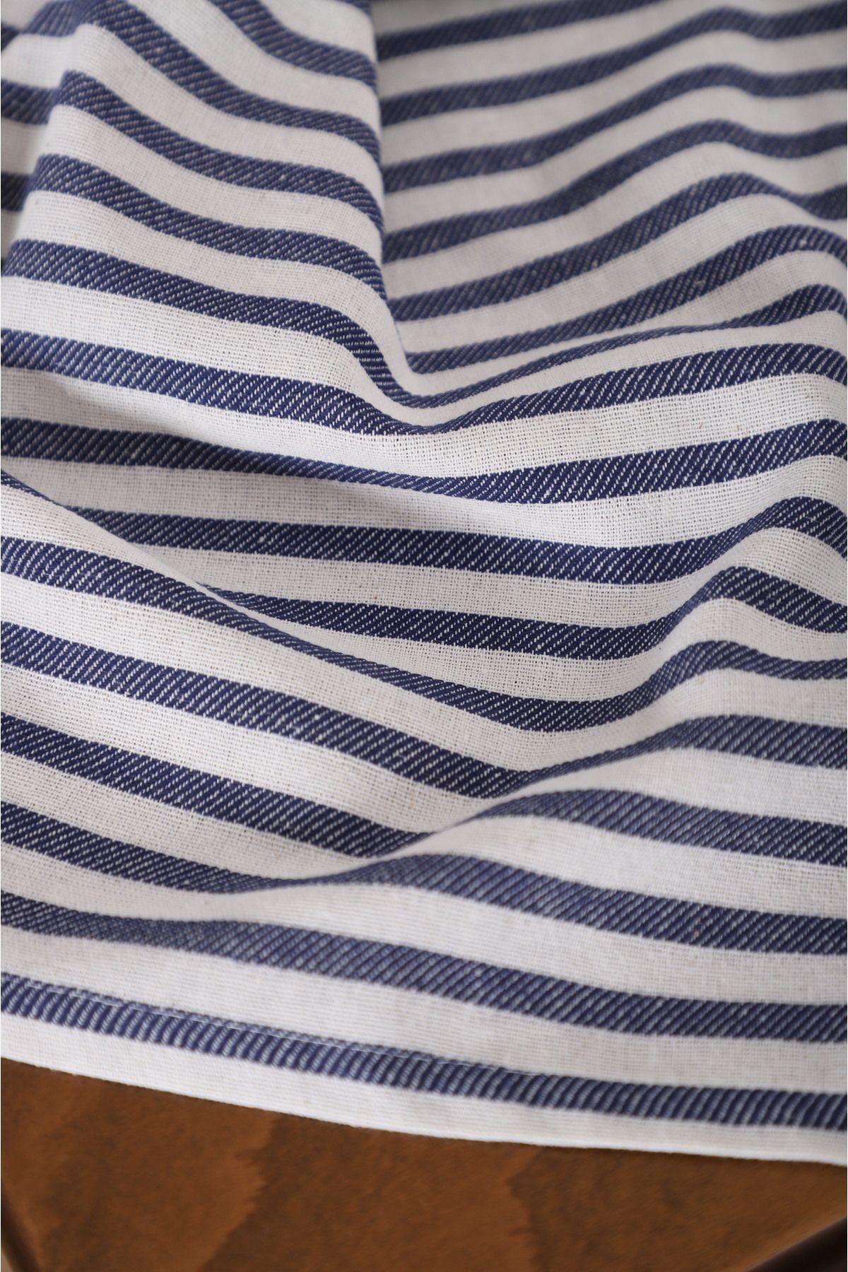 Lacivert Çizgili Keten Runner - Lacivert - 40 x 150