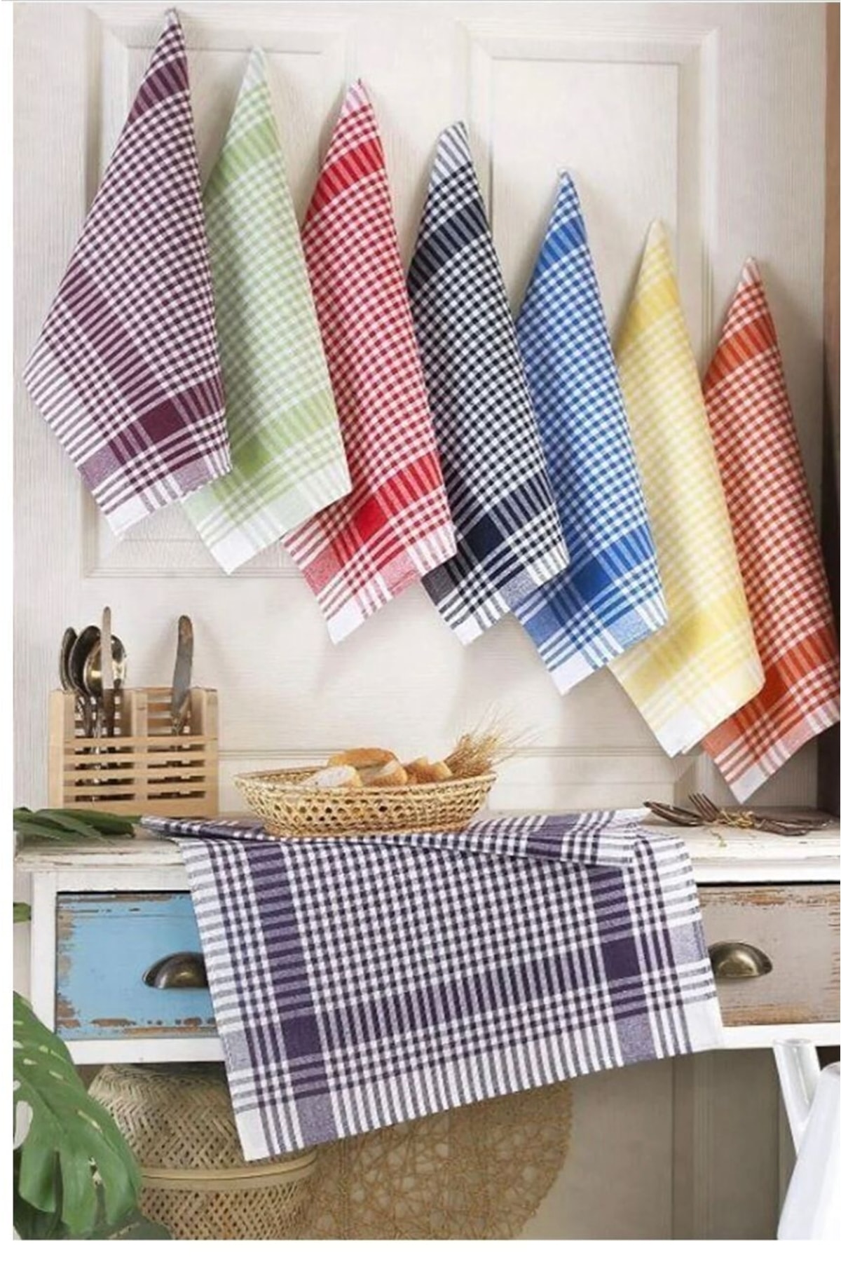 Pötikareli Mutfak Havlusu / Kurulama Bezi (8 Adet) - Bej - 50 x 70