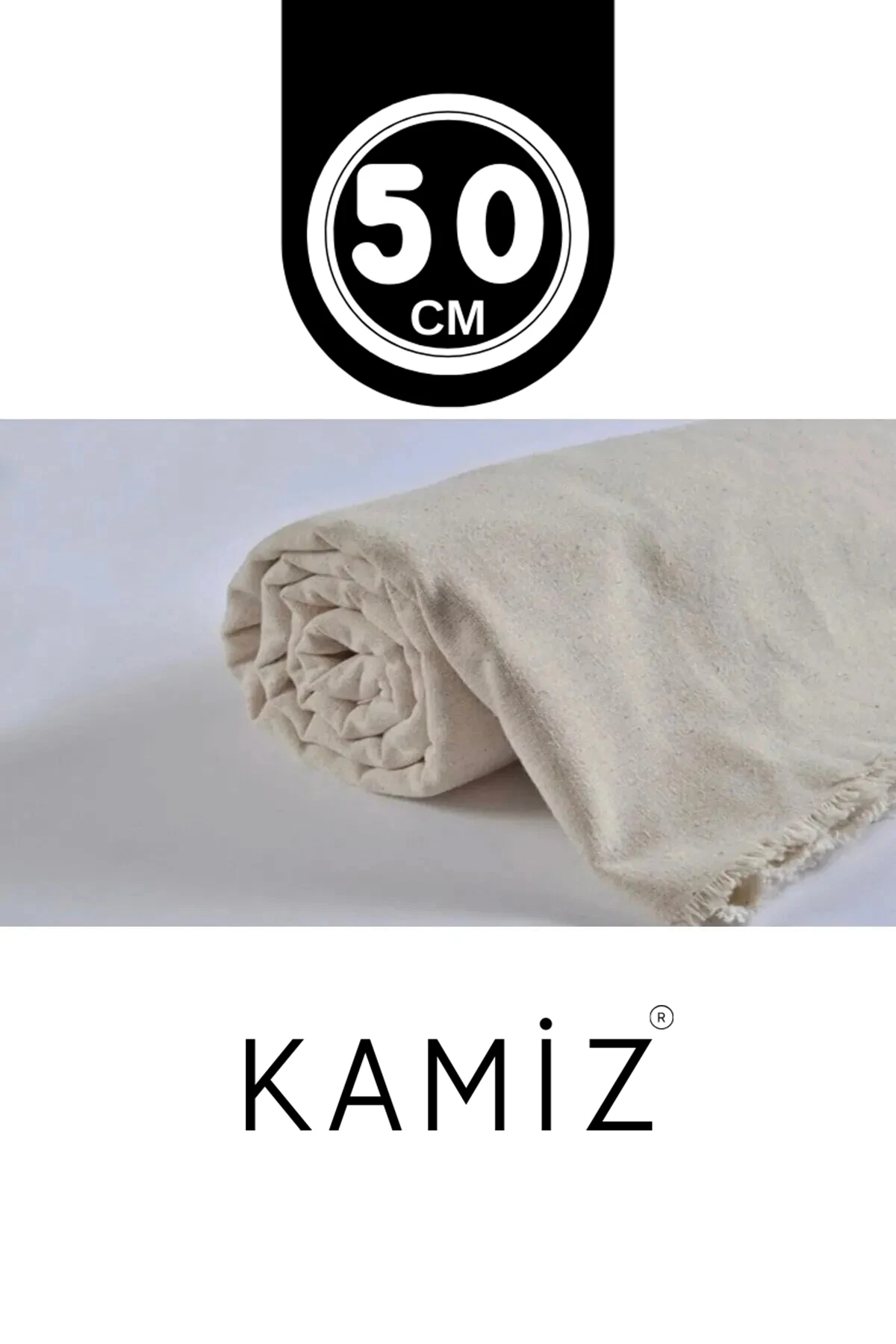 Pamuk Keten Kumaş Parçası (50x230 cm) - Bej - Tek Ebat