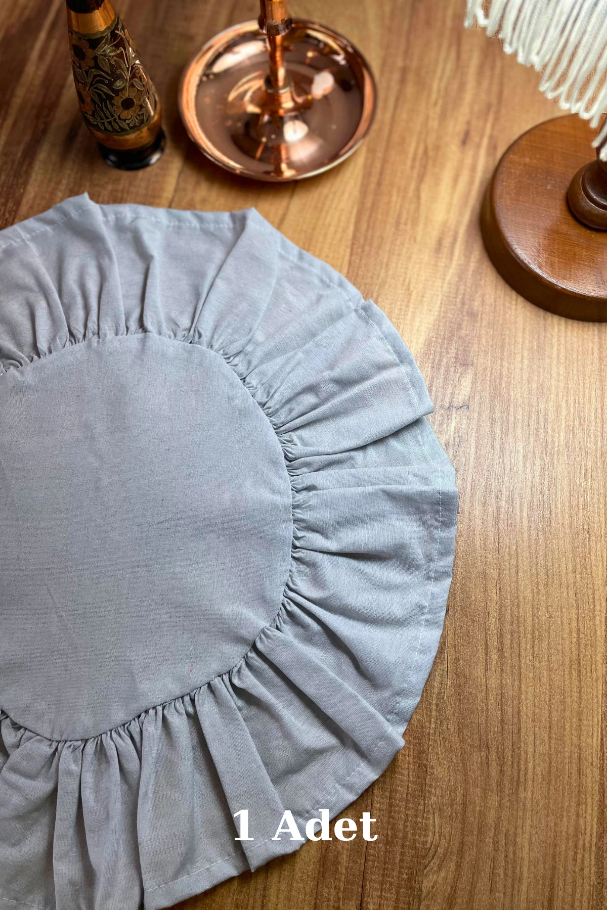 Fırfırlı Gri Amerikan Servisi - 1 Adet - Gri - 40 x 40