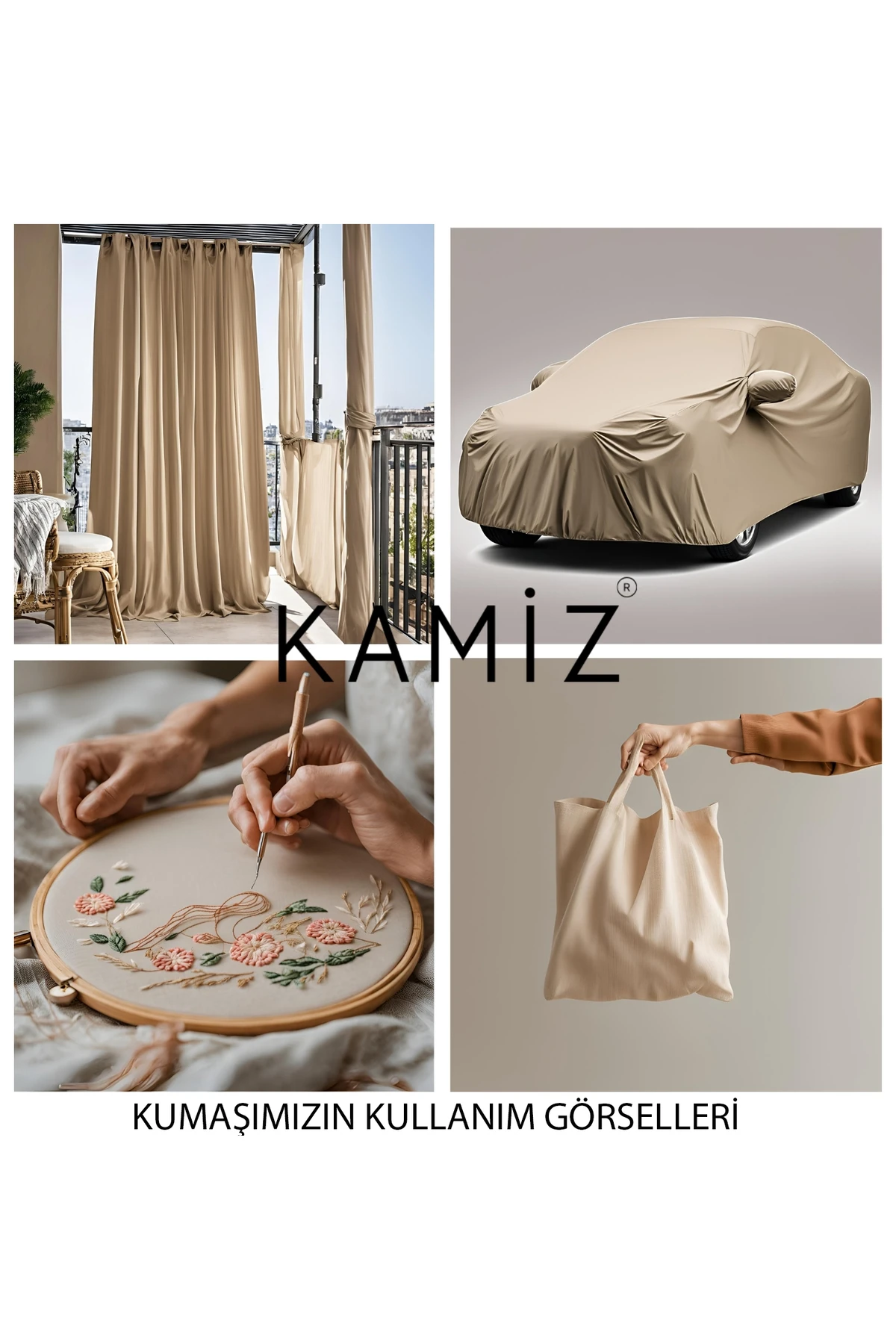 5 Metre Pamuklu Branda / Gölgelik Kumaşı - Bej - Tek Ebat