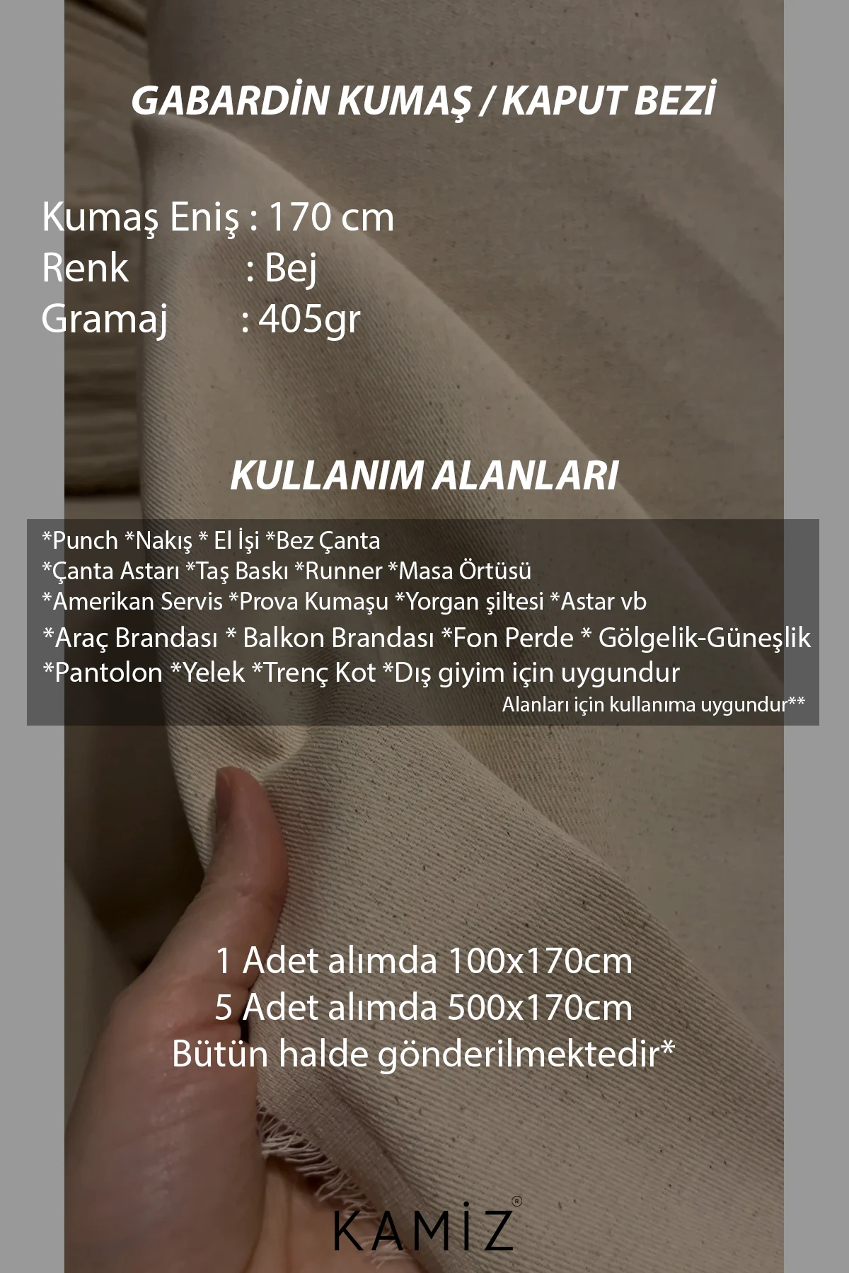 Ham Branda Kumaşı - Bej - 100 x 170