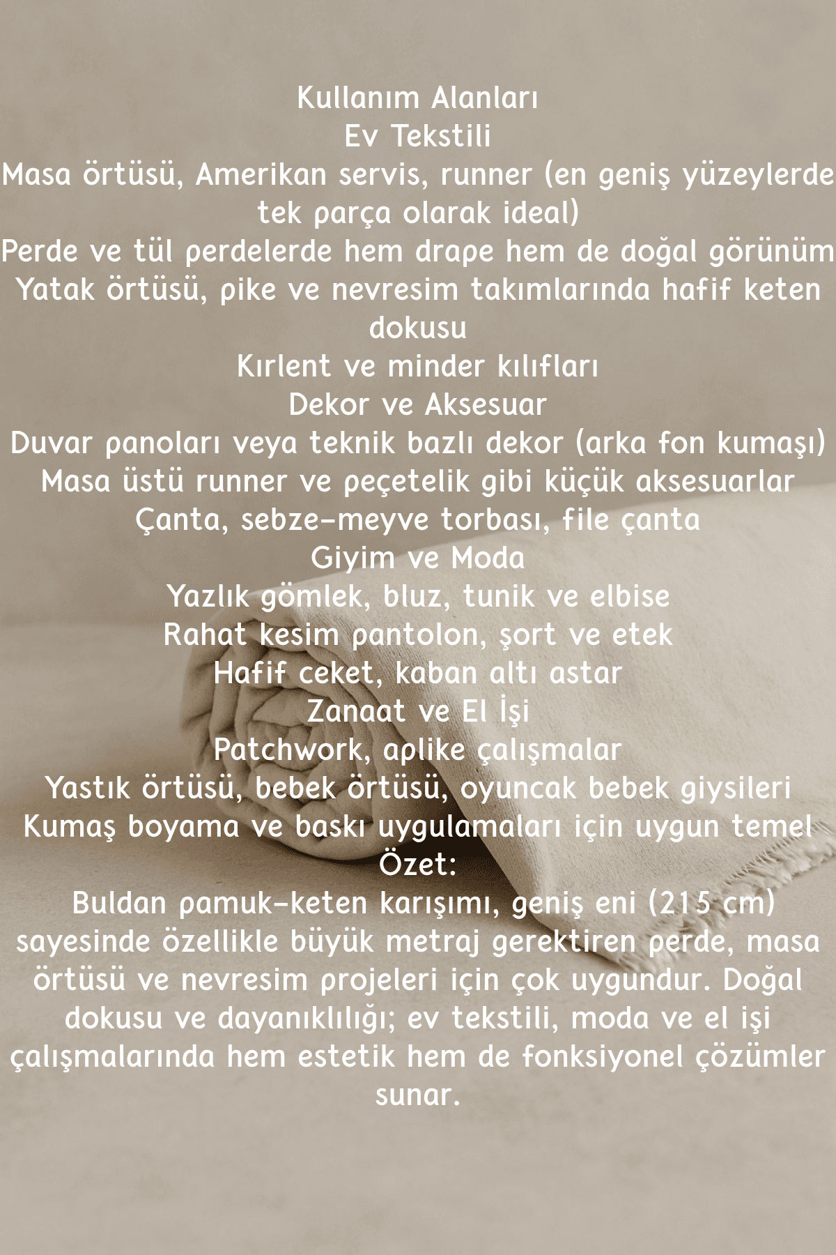 Doğal Yıkanmış Pamuk Keten Kumaş Geniş Enli 215 Cm