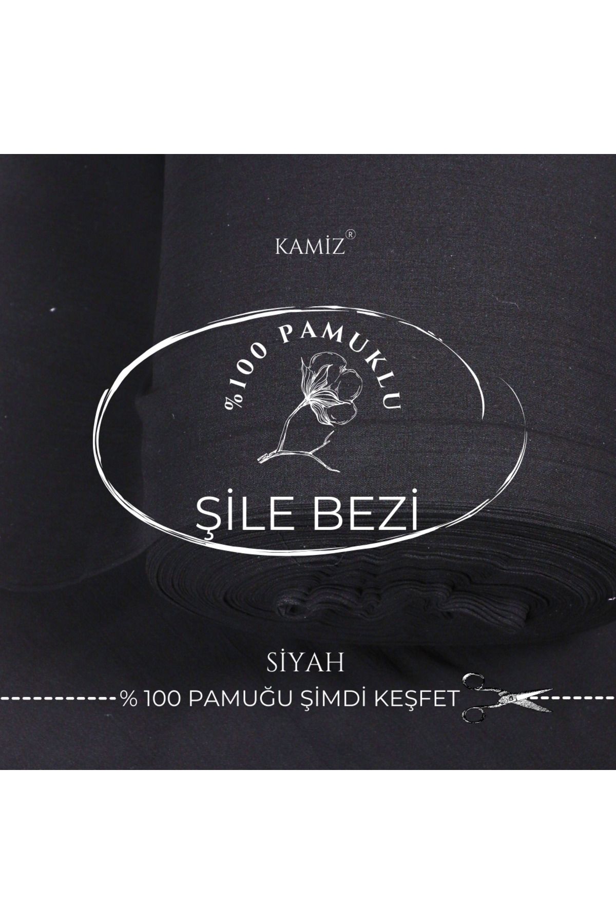 %100 Pamuklu Şile Bezi - Siyah - Siyah - 100 x 140