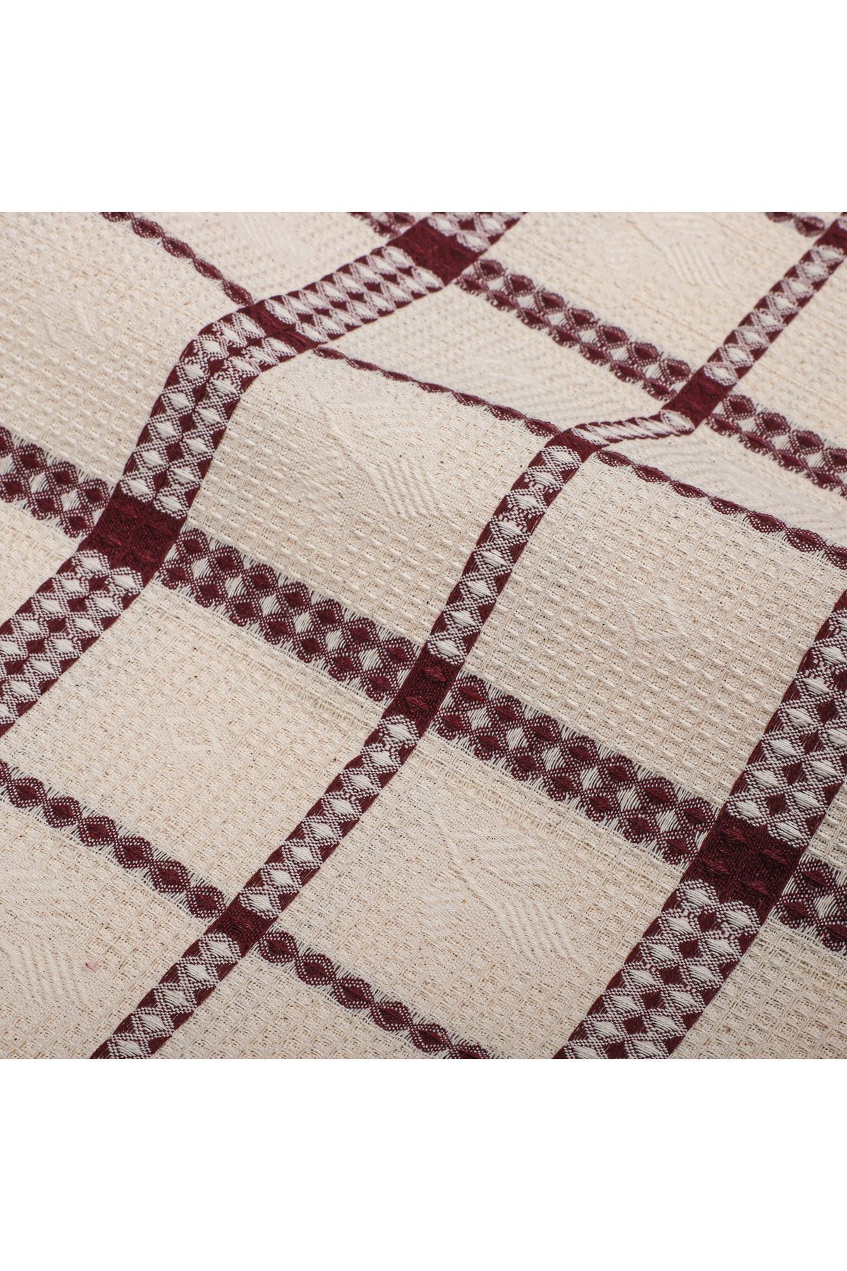 Bordo Çay Desenli Pike Kumaşı - Bordo - 100 x 240