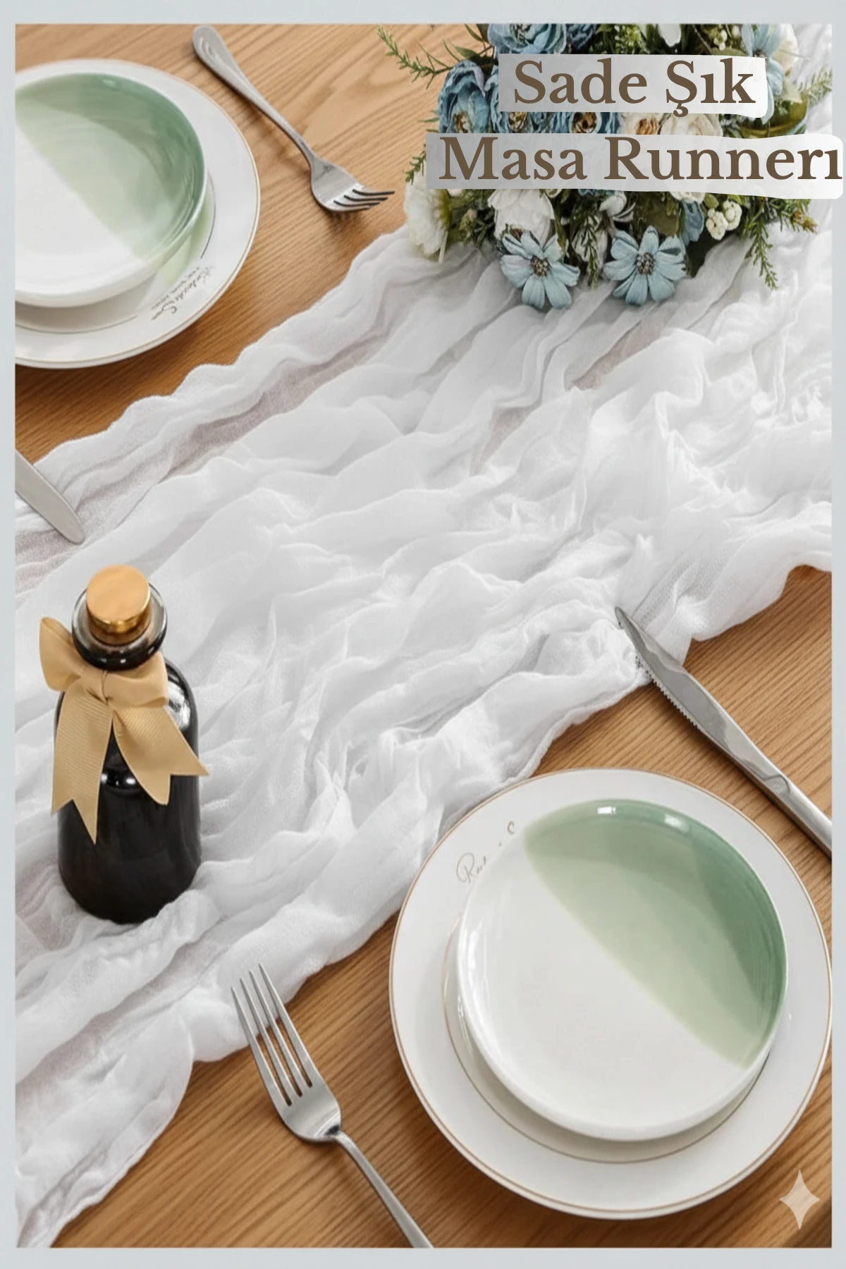 Püsküllü Bohem Runner Masa Örtüsü (%100 Pamuk) - Beyaz - 90 x 200