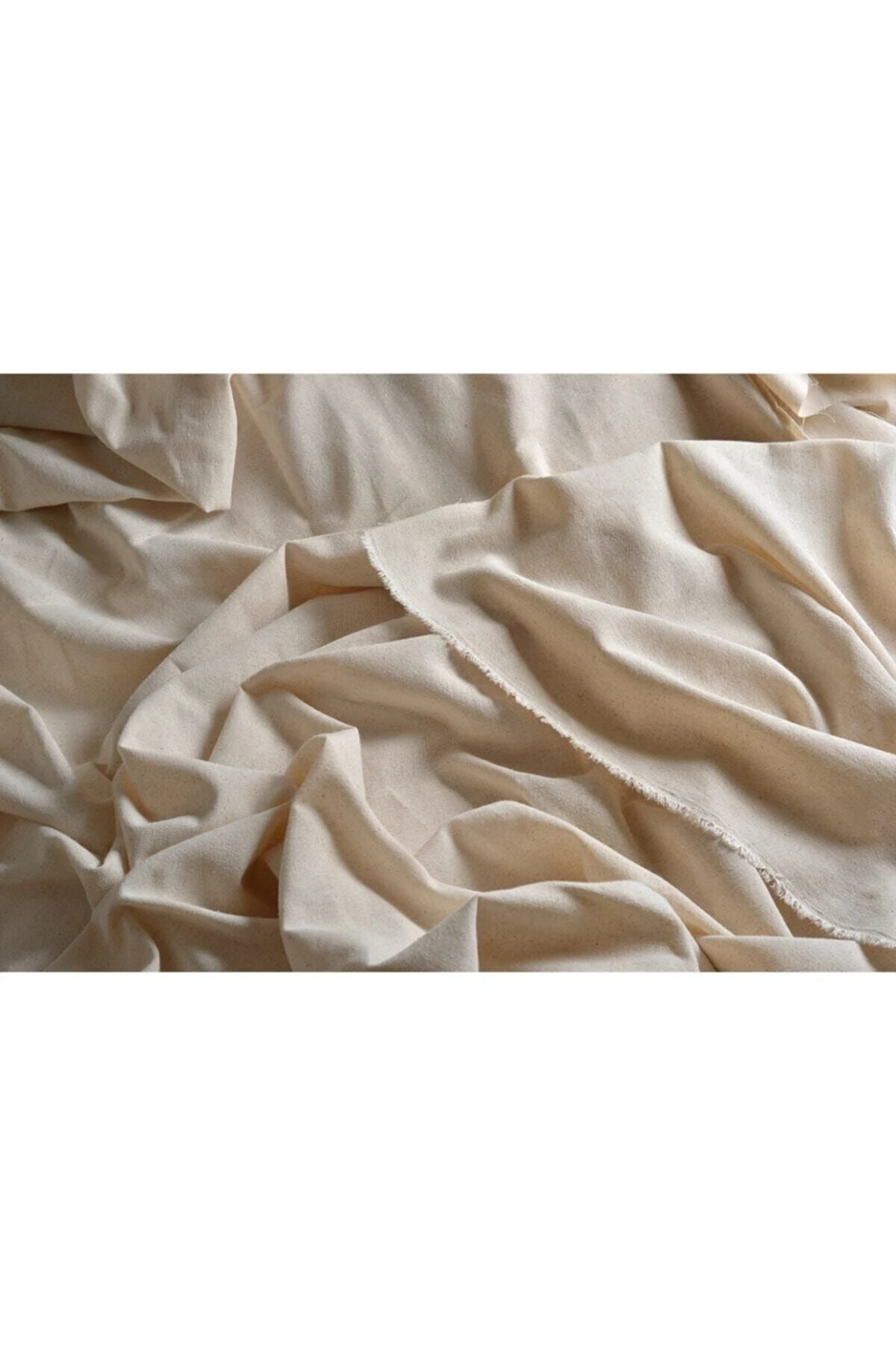 Doğal Keten Pamuk Kumaş - Beyaz - 100 x 220