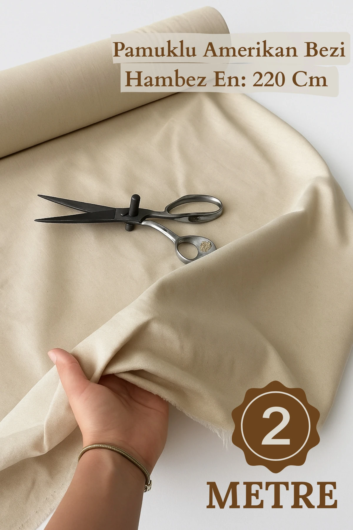 2 Metre Ham Amerikan Bezi (Punch & Hobi Kumaşı) - Bej - 100 x 220