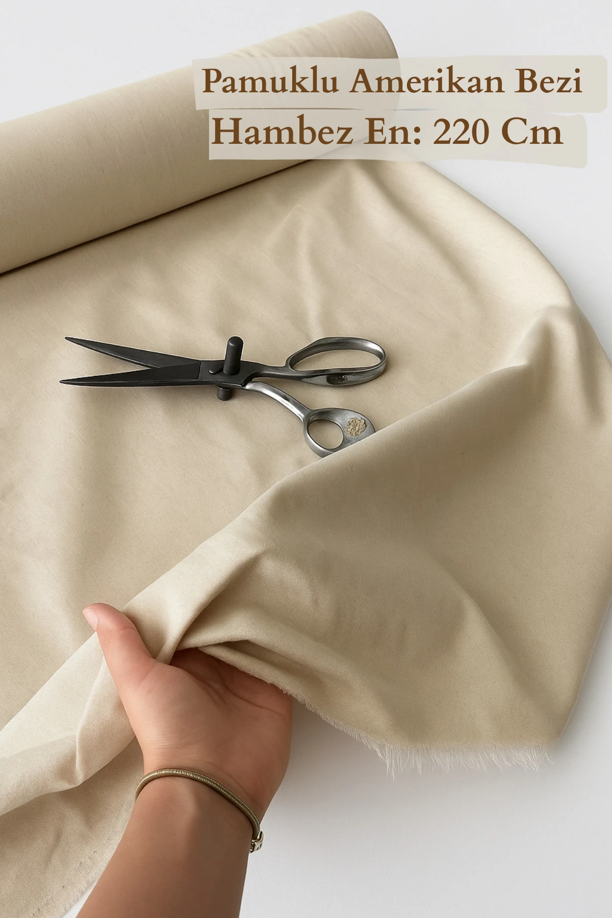 Bej Ham Amerikan Bezi (Döşemelik & Hobi Kumaşı) - Bej - 100 x 220