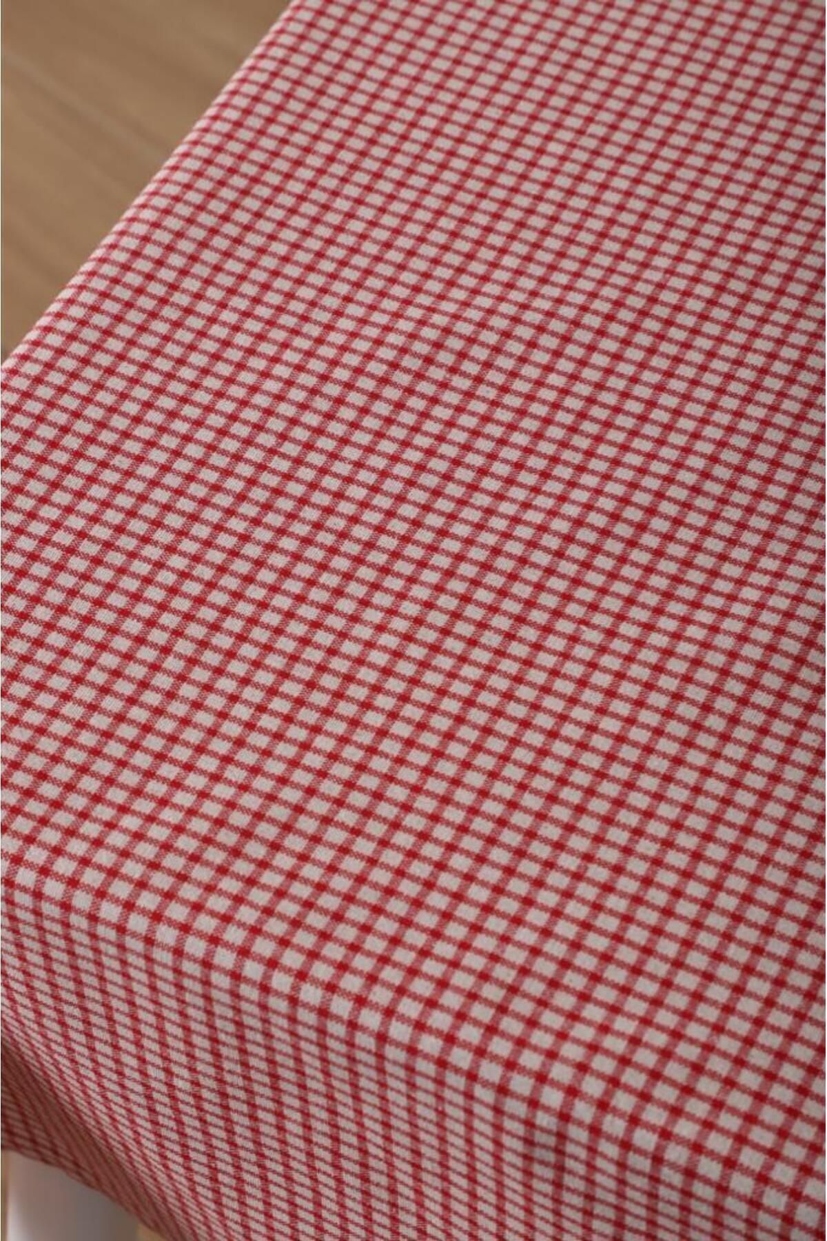 Pötikareli Kırmızı Keten Masa Örtüsü / Piknik Örtüsü - Kırmızı - 110 x 110