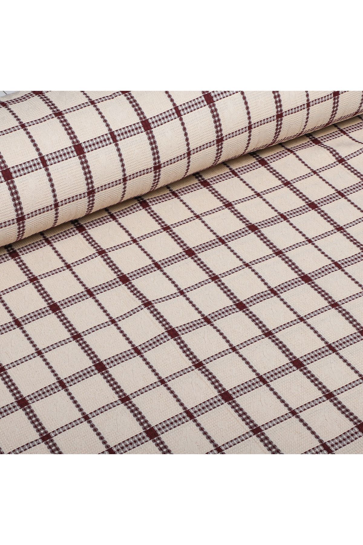 Bordo Çay Desenli Pike Kumaşı - Bordo - 100 x 240