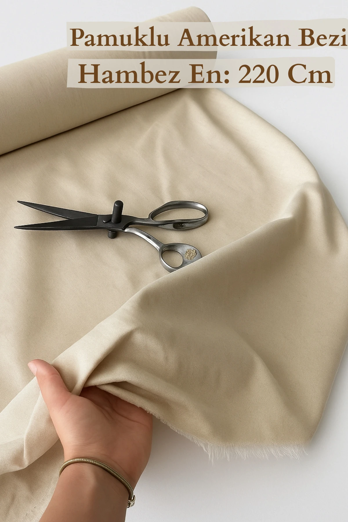 Bej Ham Amerikan Bezi (Döşemelik & Hobi Kumaşı) - Bej - 100 x 220