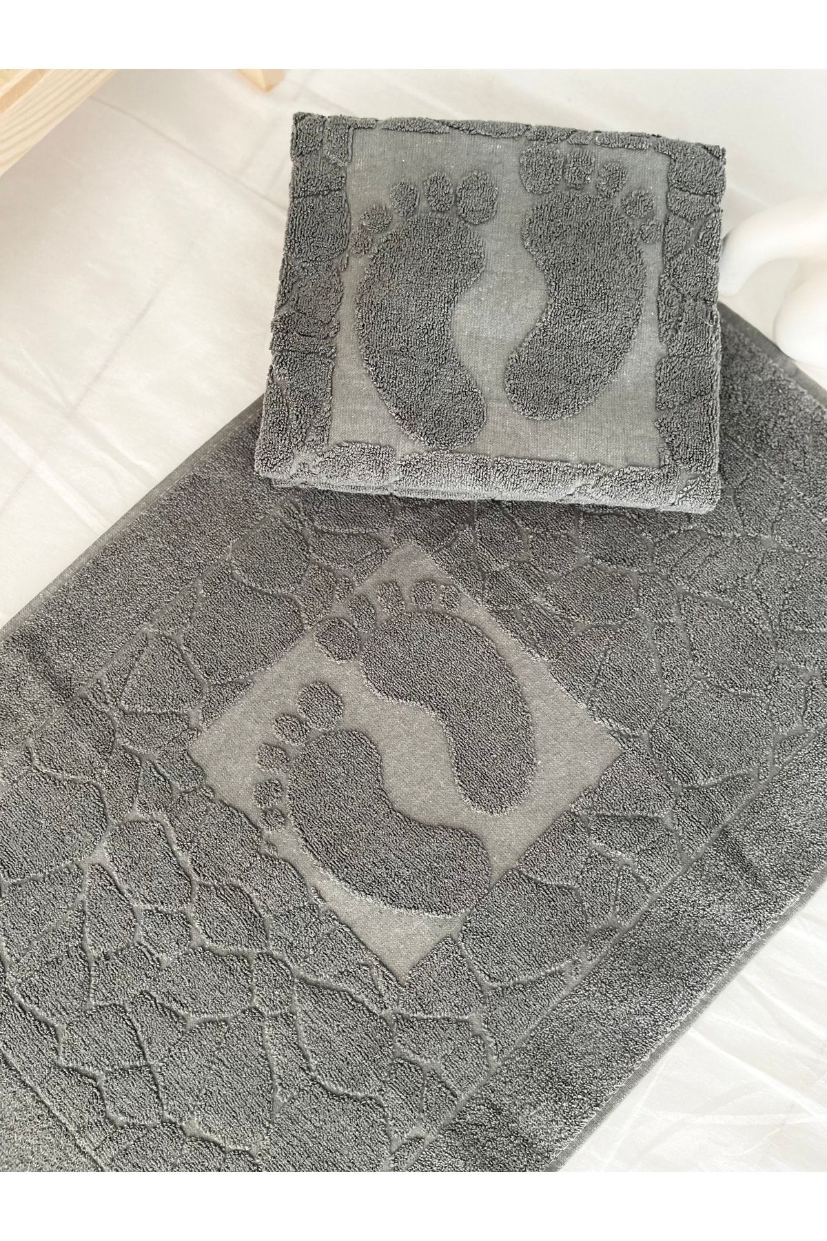 Pamuklu Banyo Paspası / Ayak Havlusu - Antrasit - 50 x 70