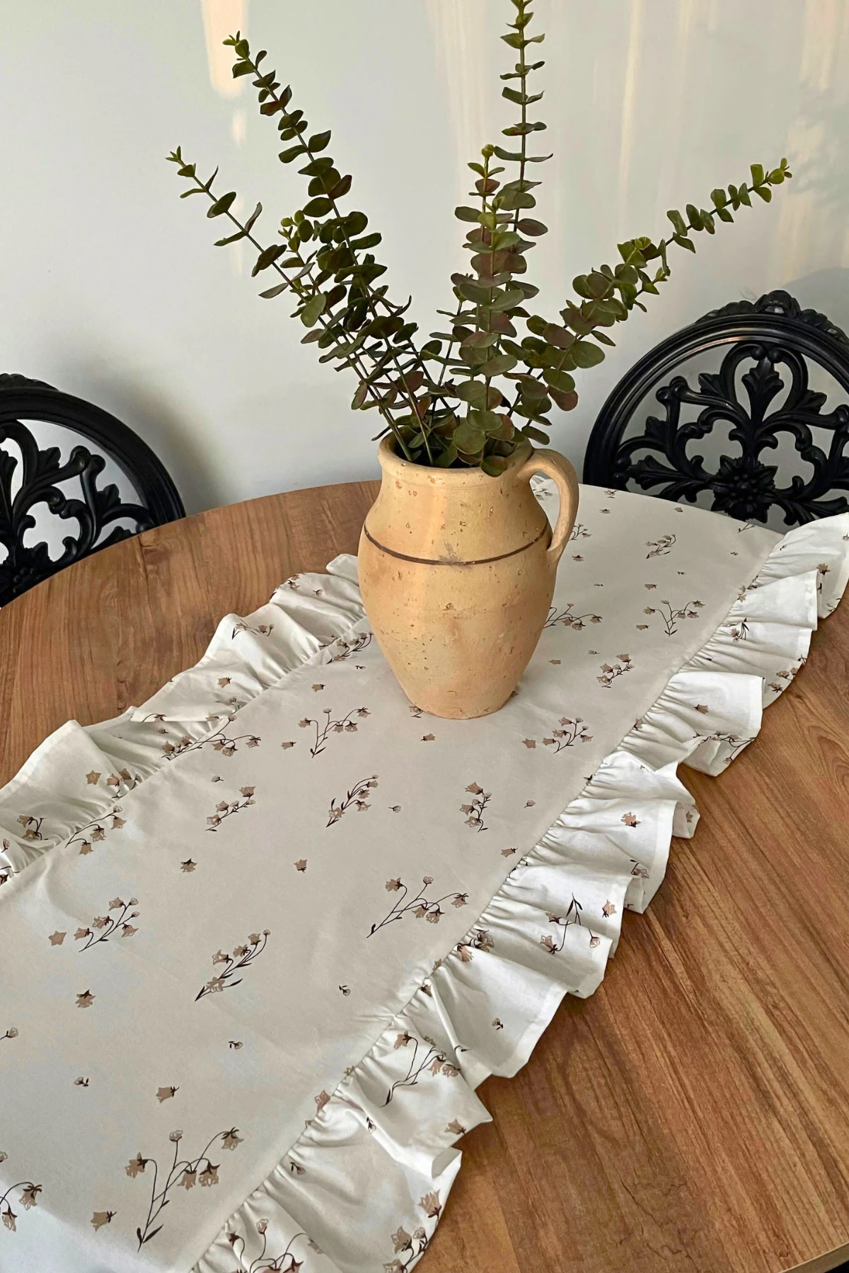 Fırfırlı Lale Desenli Runner - Bej - 40 x 110