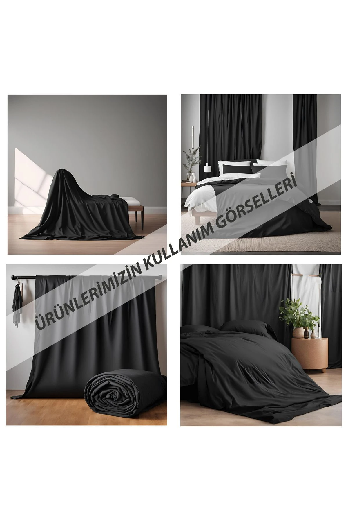 Siyah Amerikan Bezi Kumaş - Siyah - 100 x 240