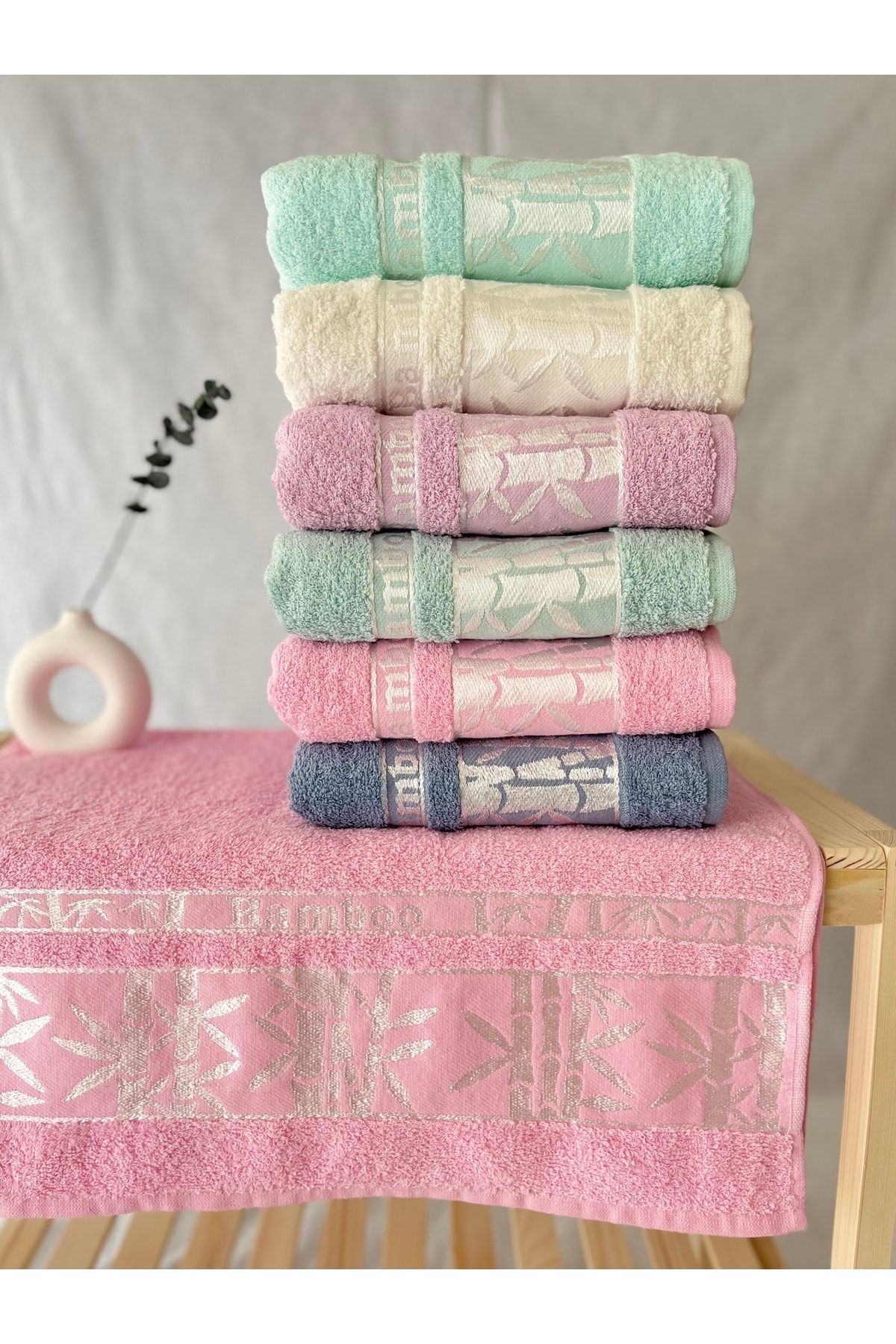 Bambu El & Yüz Havlu Seti - 6'lı - Çok Renkli - 50 x 90