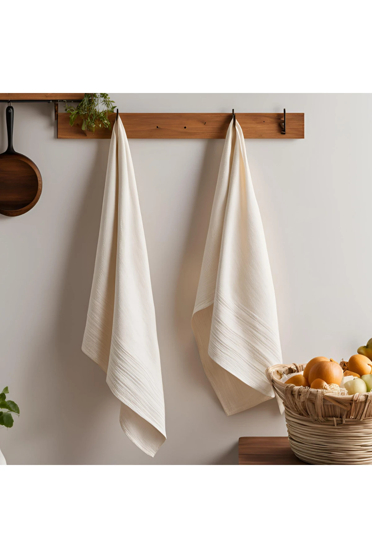 Müslin Mutfak Havlusu / Kurulama Bezi (2 Adet) - Ekru - 30 x 50