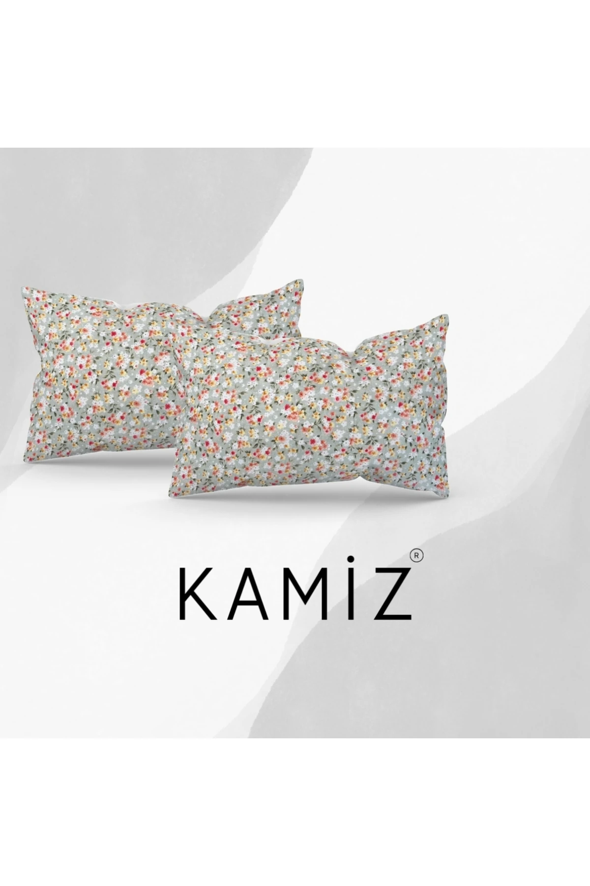 Çiçek Baskılı Pamuklu Yastık Kılıfı (2 Adet) - Yeşil - 50 x 70