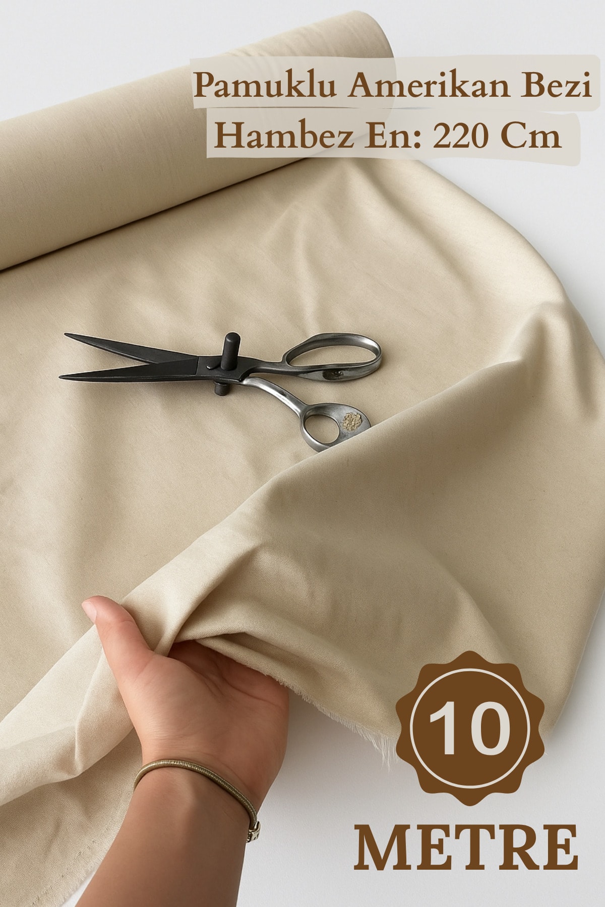 10 Metre Ham Amerikan Bezi (Punch & Hobi Kumaşı) - Bej - Tek Ebat