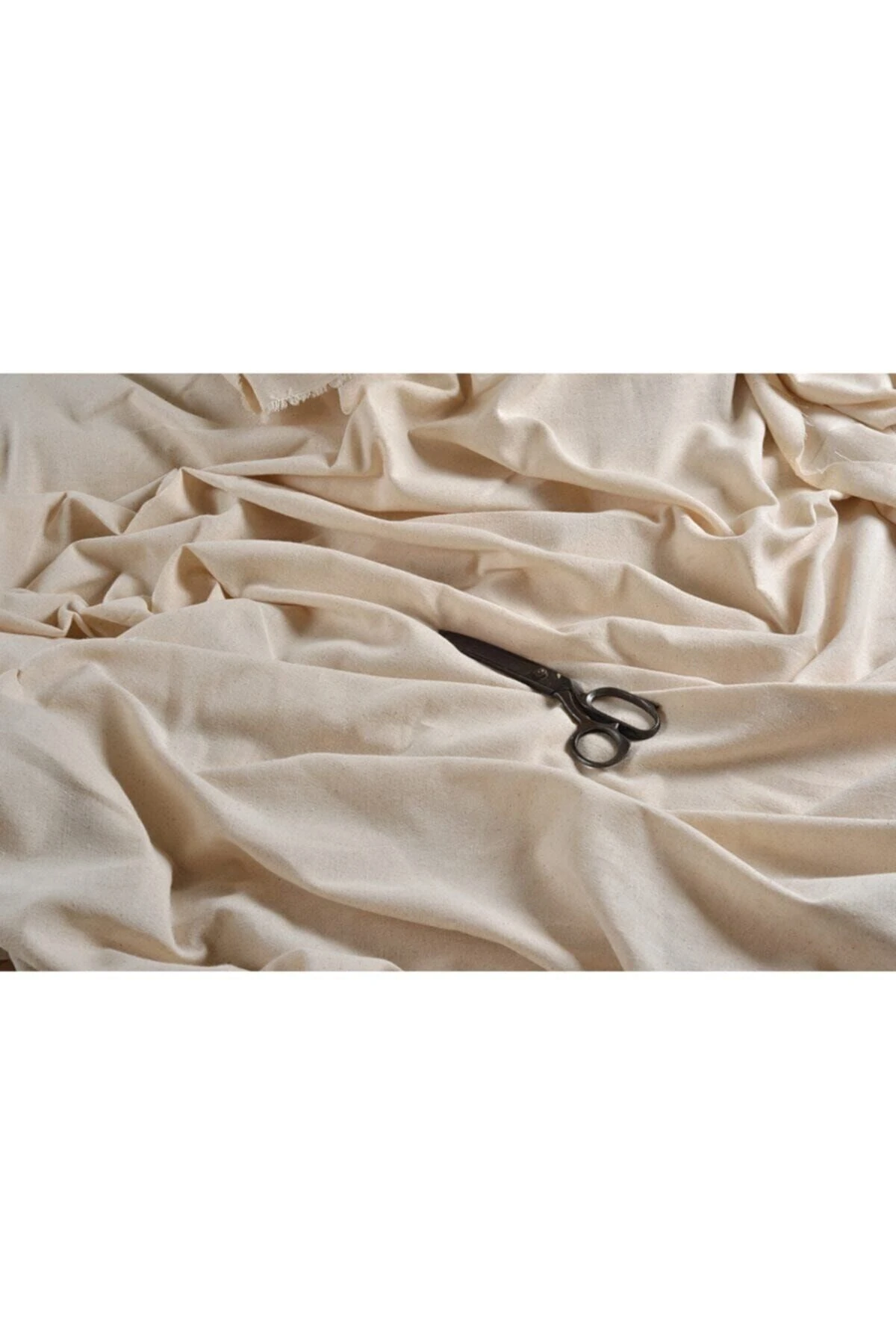 Doğal Keten Pamuk Kumaş - Beyaz - 100 x 220