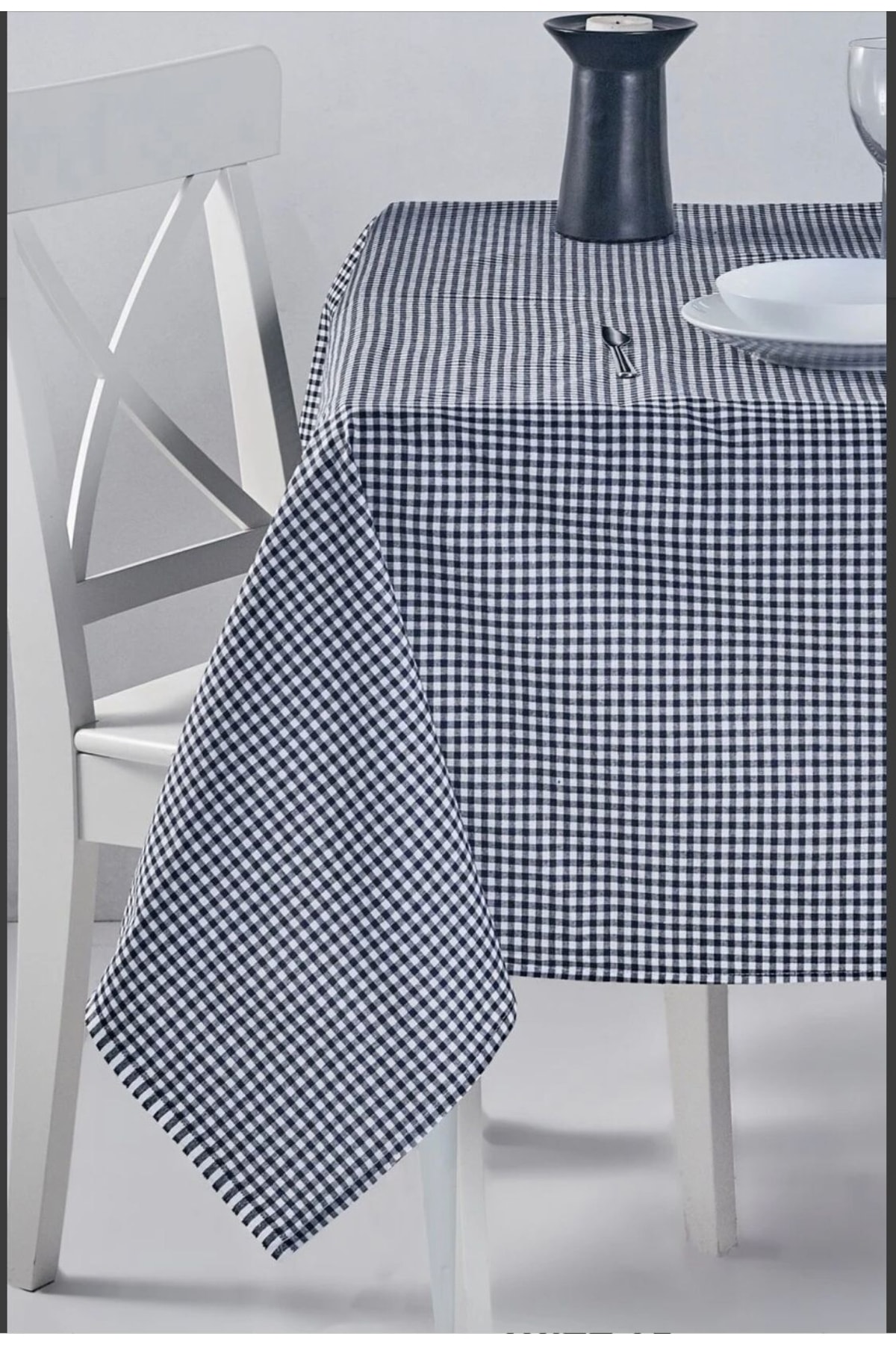 Pötikareli Masa Örtüsü / Piknik Örtüsü - Siyah - 170 x 170