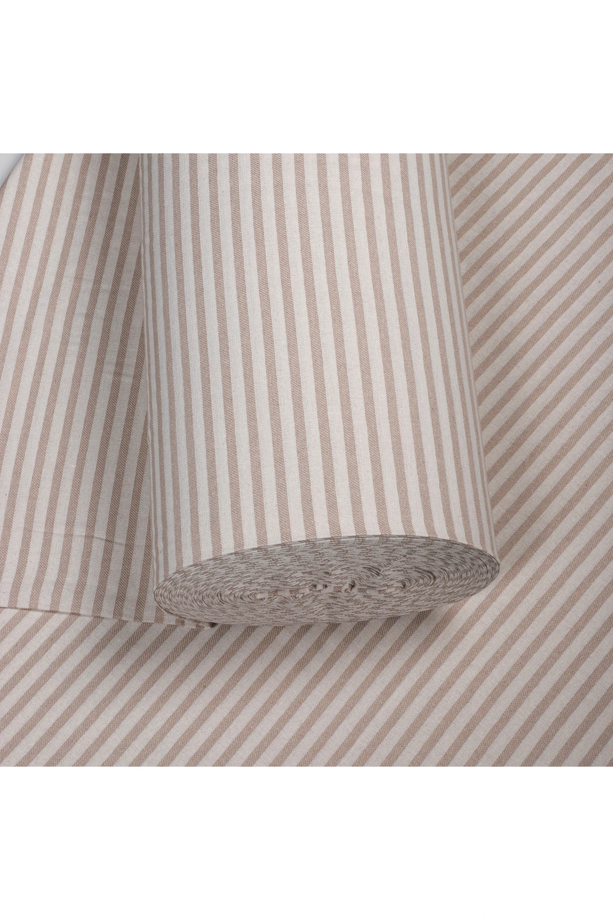 Yıkanmış Sütlü Kahve Çizgili Keten - Sütlü kahve - 100 x 230