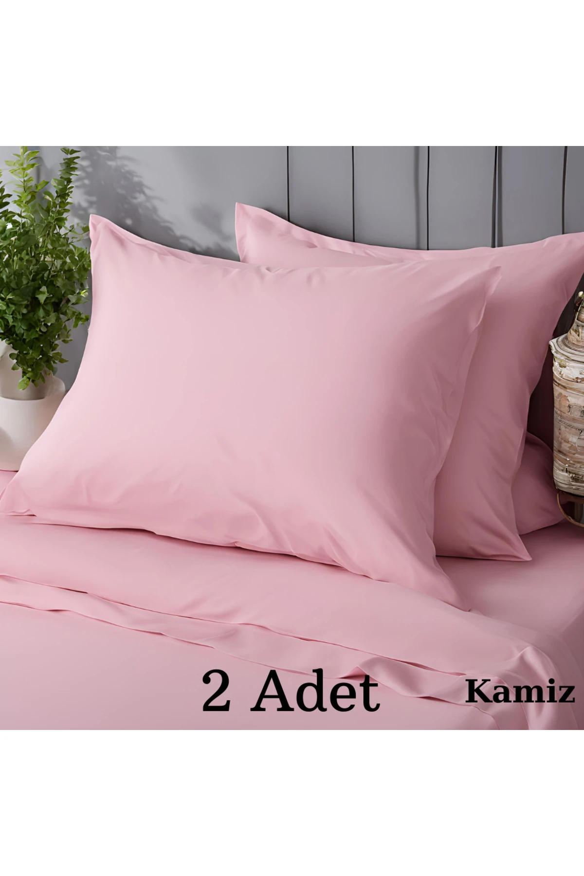 Pamuklu Yastık Kılıfı - 2 Adet - Pembe - 50 x 70