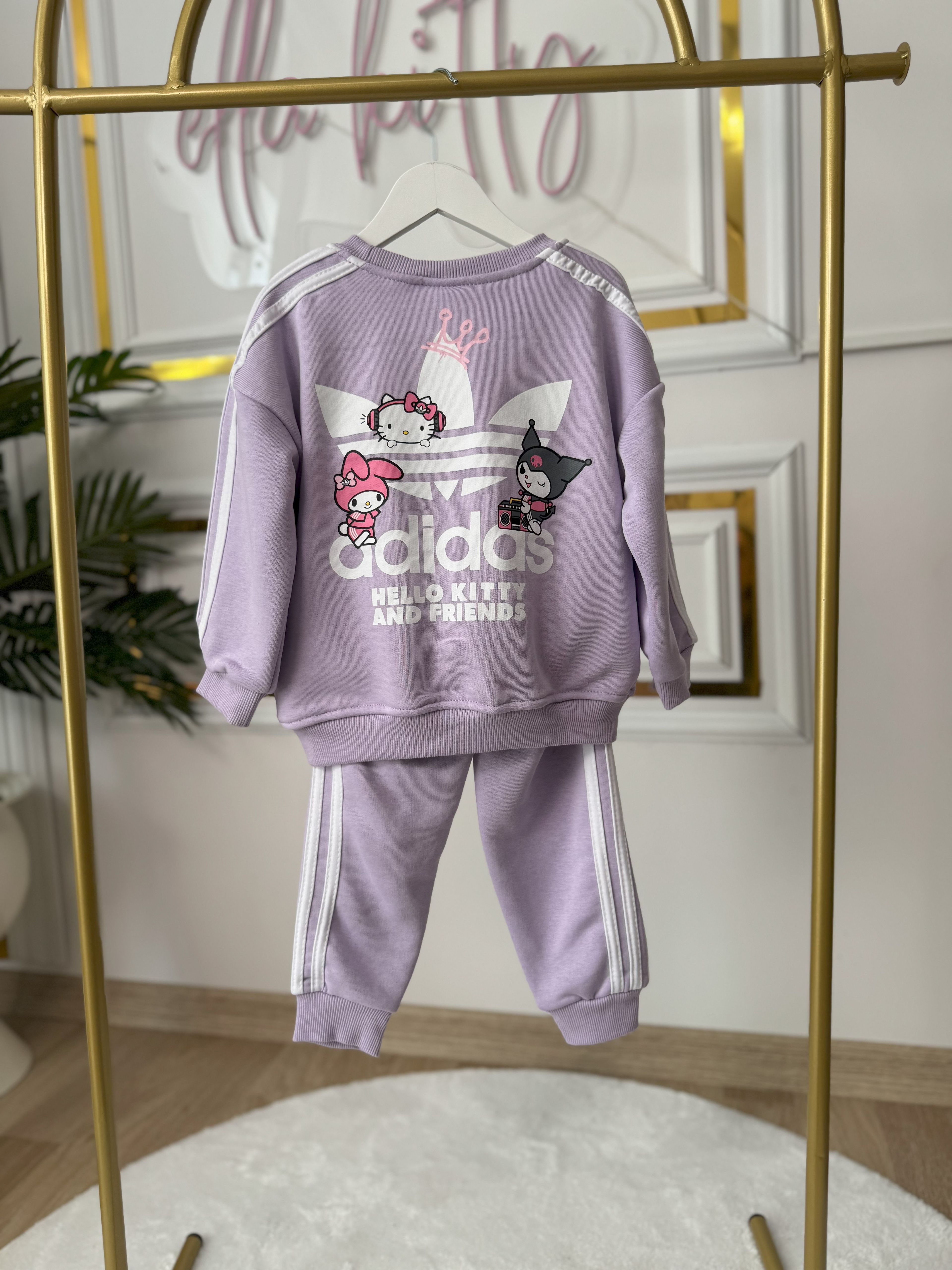 Kız Çocuk Add Kuromi-Hello Kitty Takım- Lila