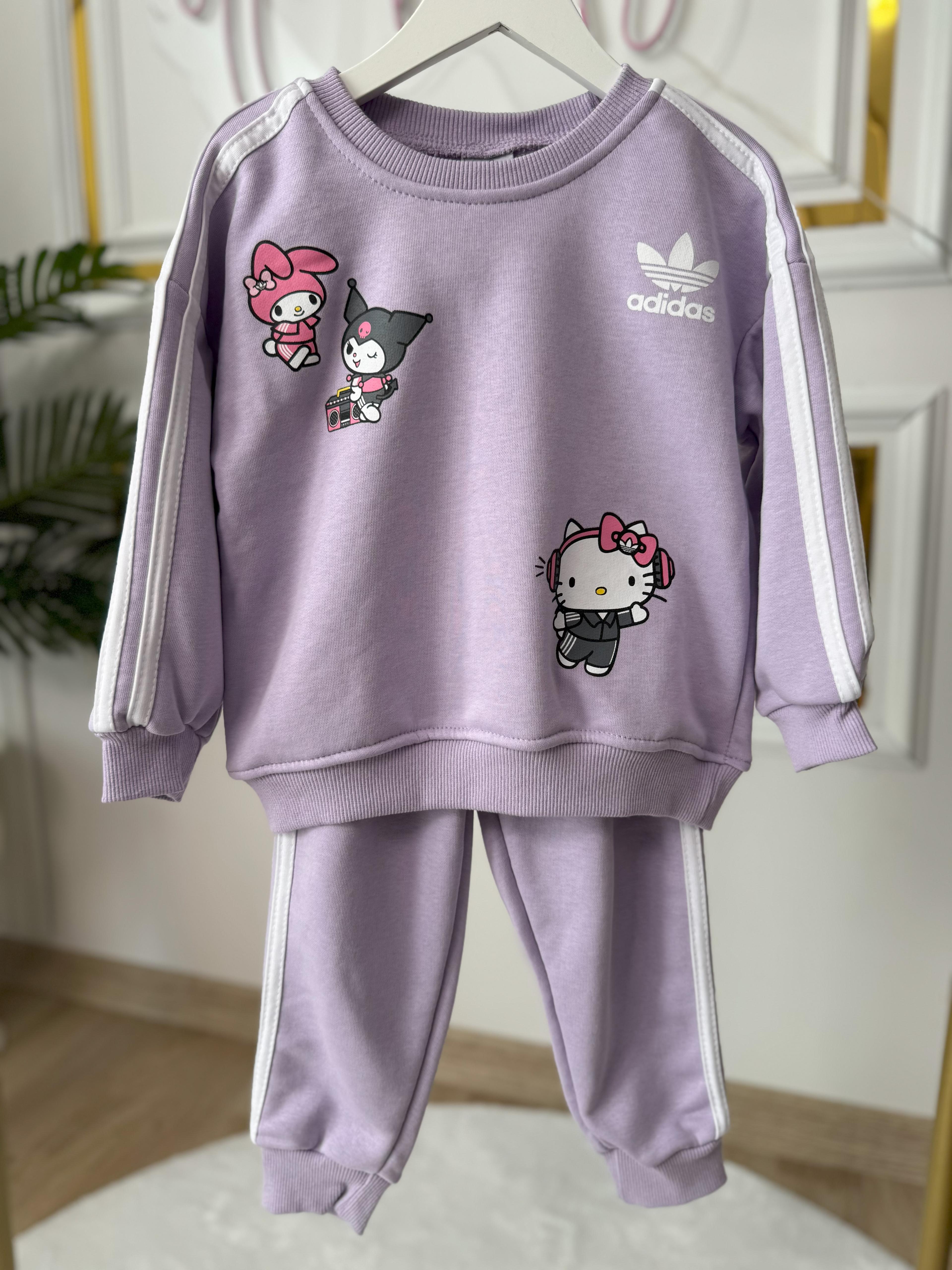 Kız Çocuk Add Kuromi-Hello Kitty Takım- Lila