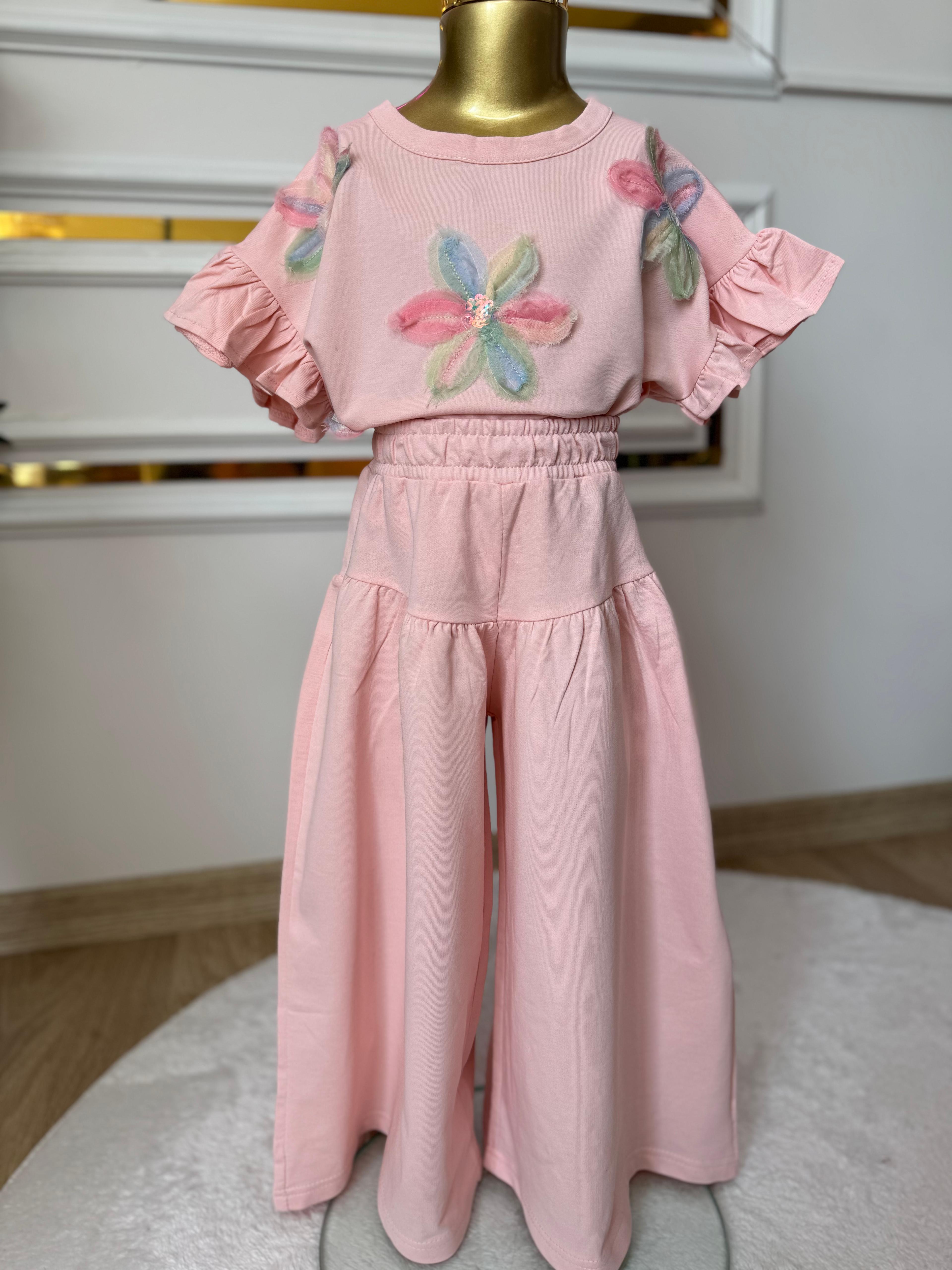 Kız Çocuk Zambak Pantolonlu Takım- Pembe
