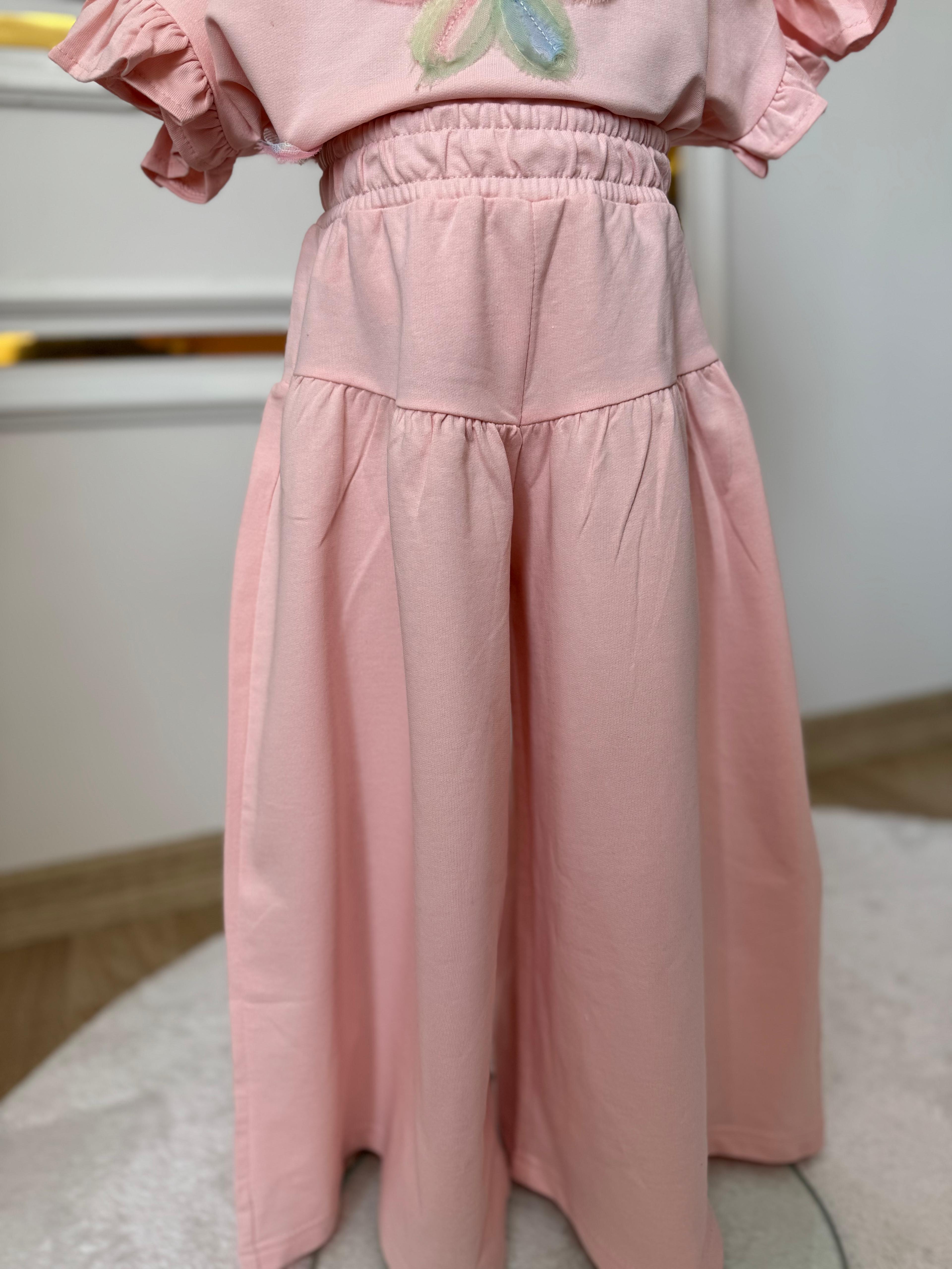 Kız Çocuk Zambak Pantolonlu Takım- Pembe