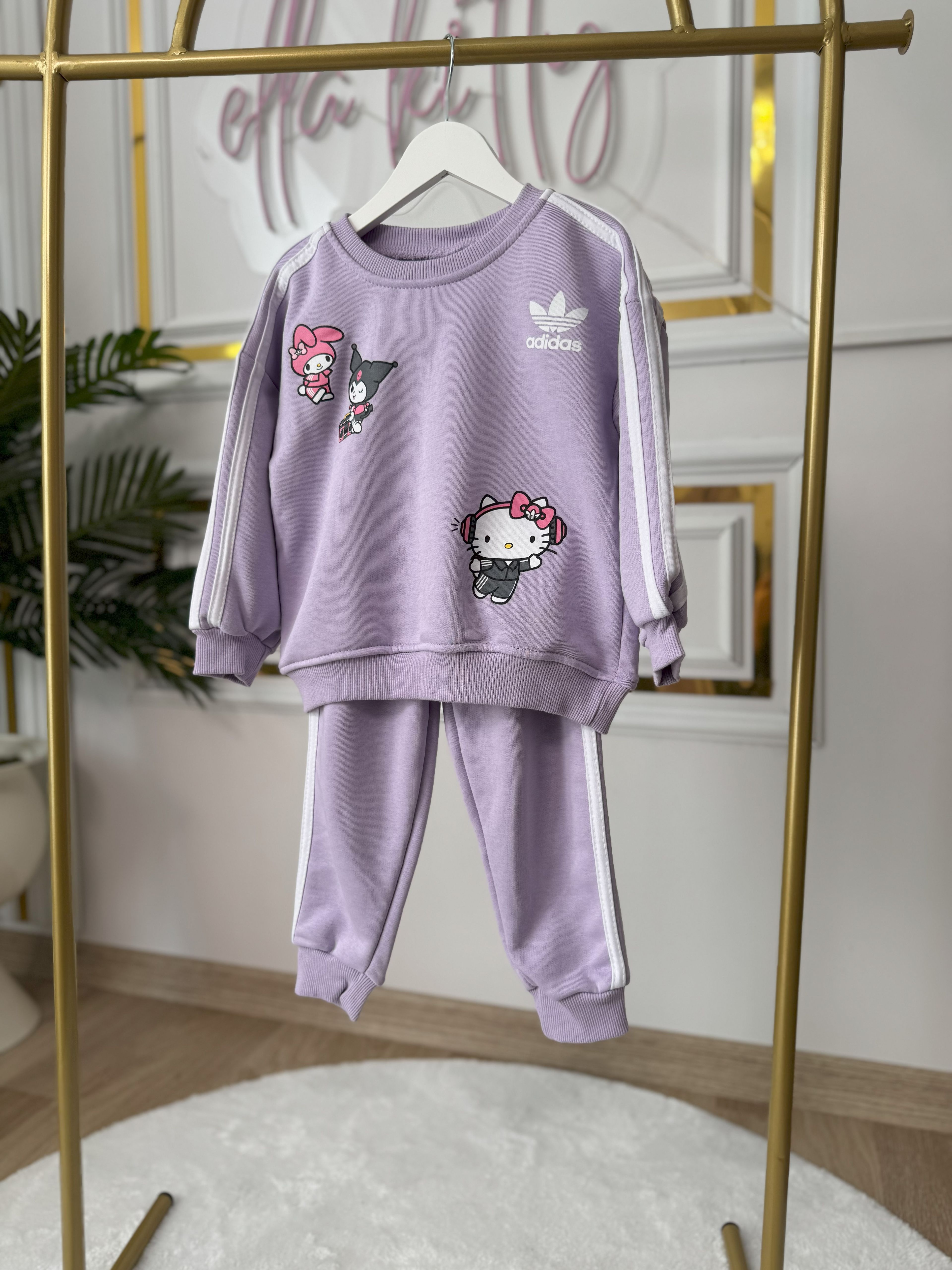 Kız Çocuk Add Kuromi-Hello Kitty Takım- Lila