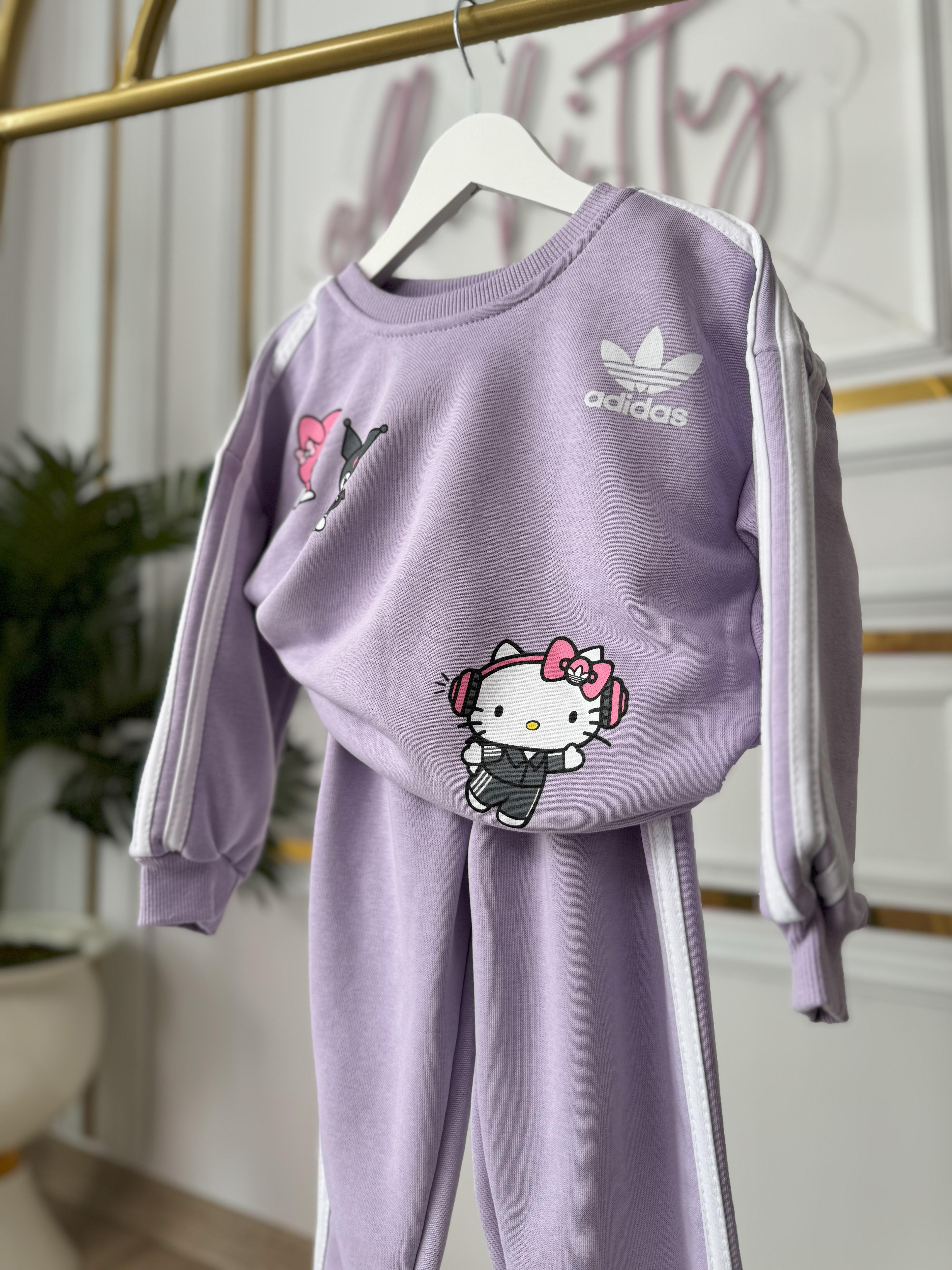 Kız Çocuk Add Kuromi-Hello Kitty Takım- Lila