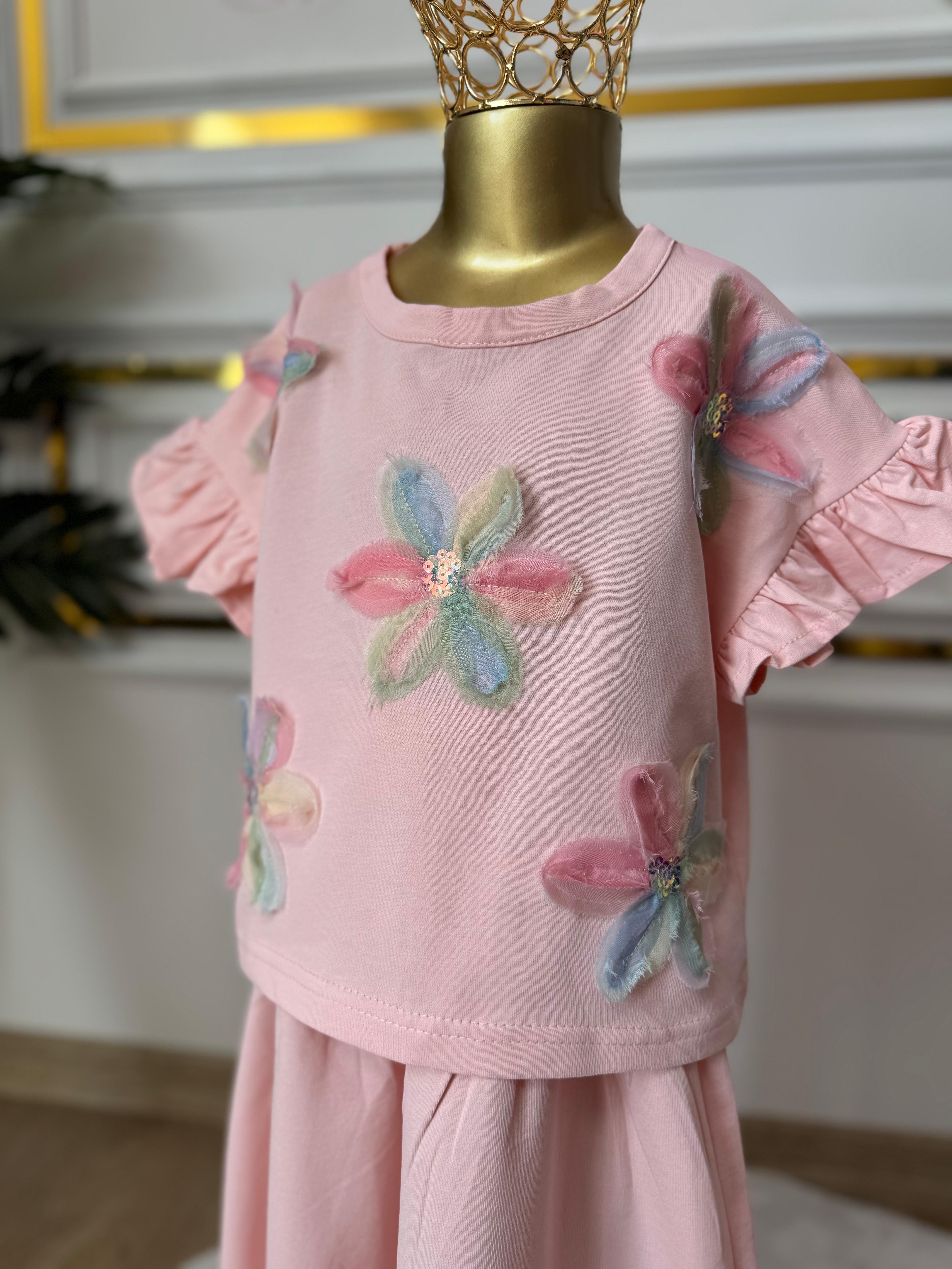 Kız Çocuk Zambak Pantolonlu Takım- Pembe