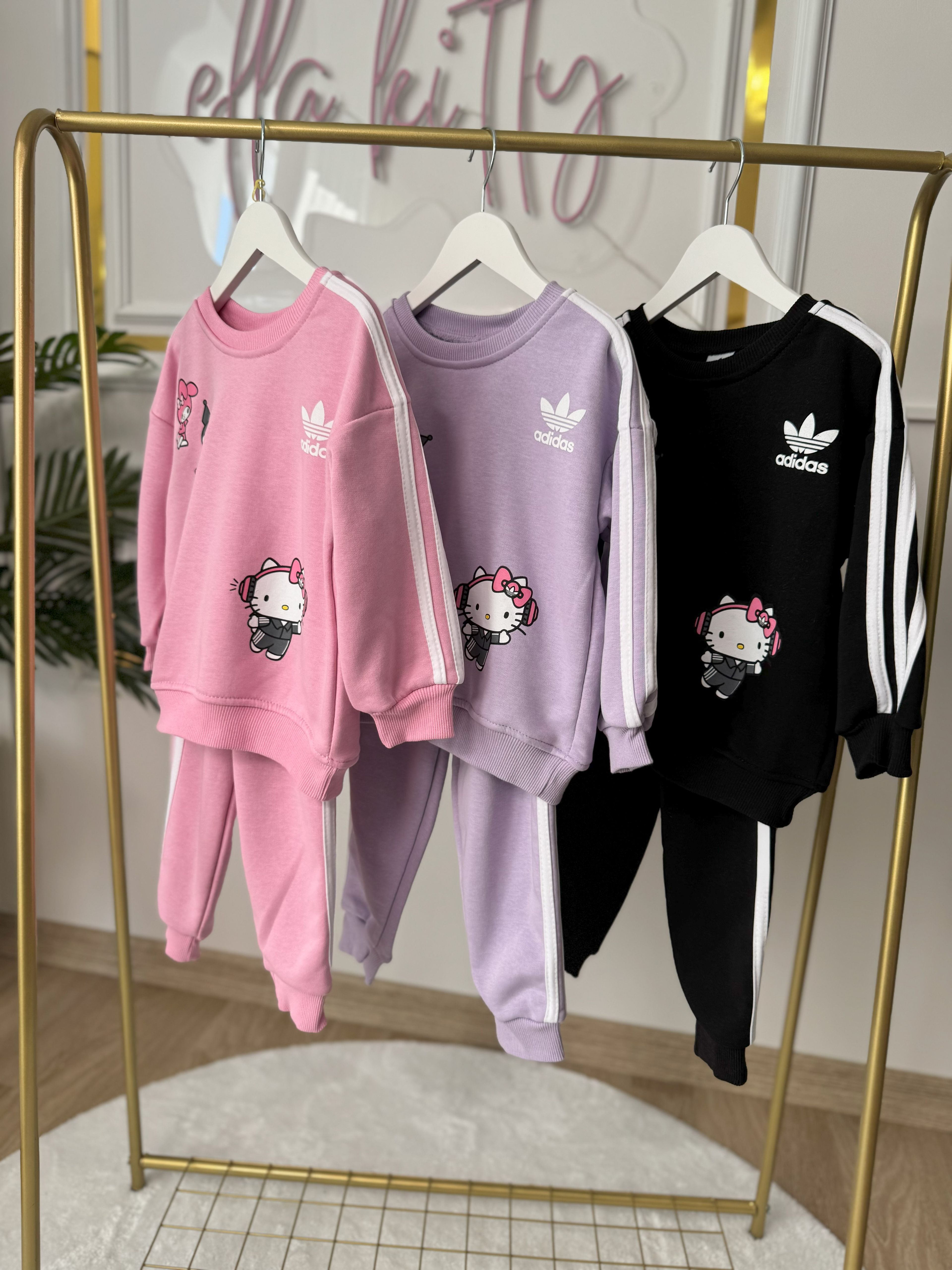 Kız Çocuk Add Kuromi-Hello Kitty Takım- Siyah