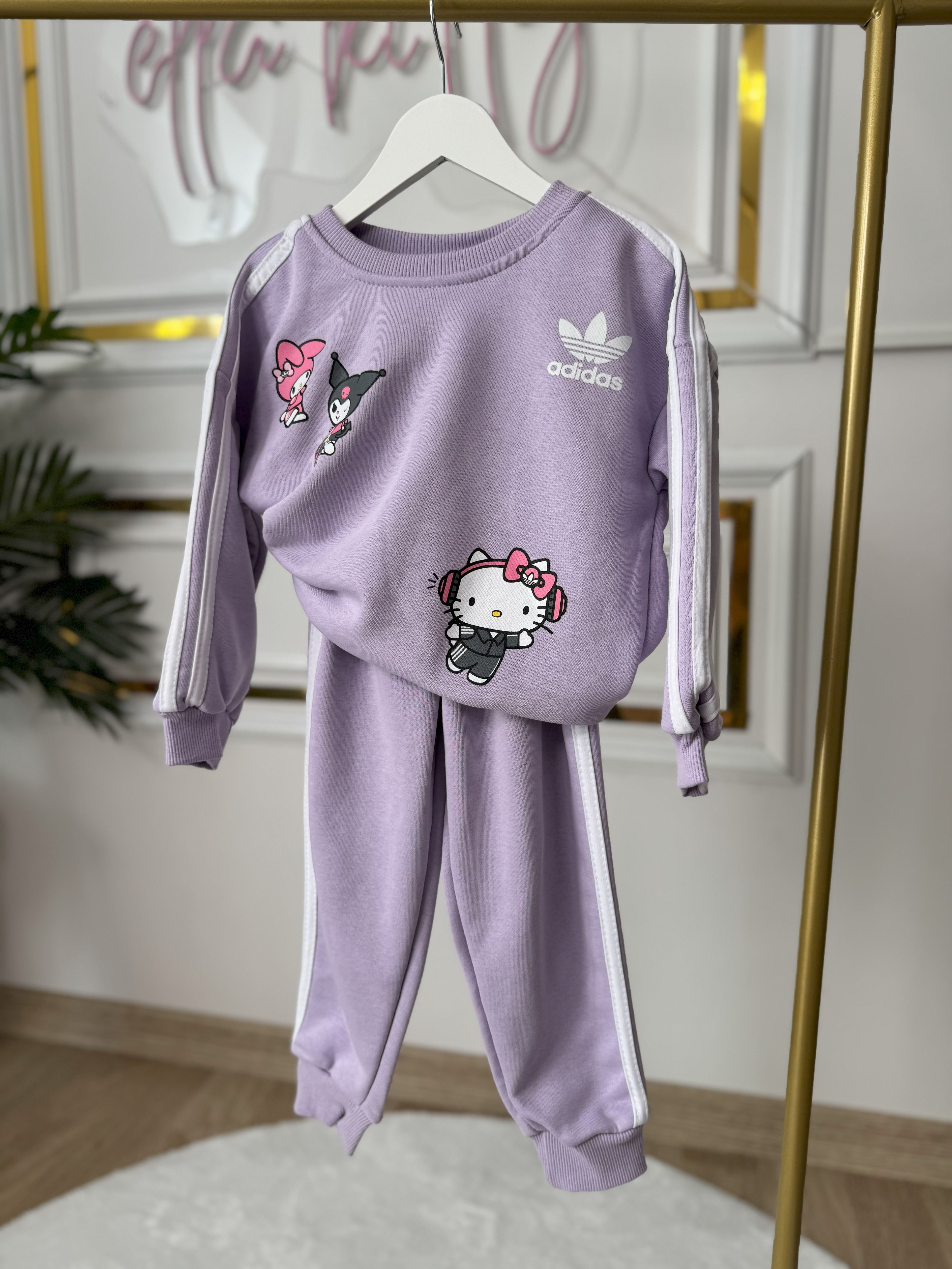 Kız Çocuk Add Kuromi-Hello Kitty Takım- Lila