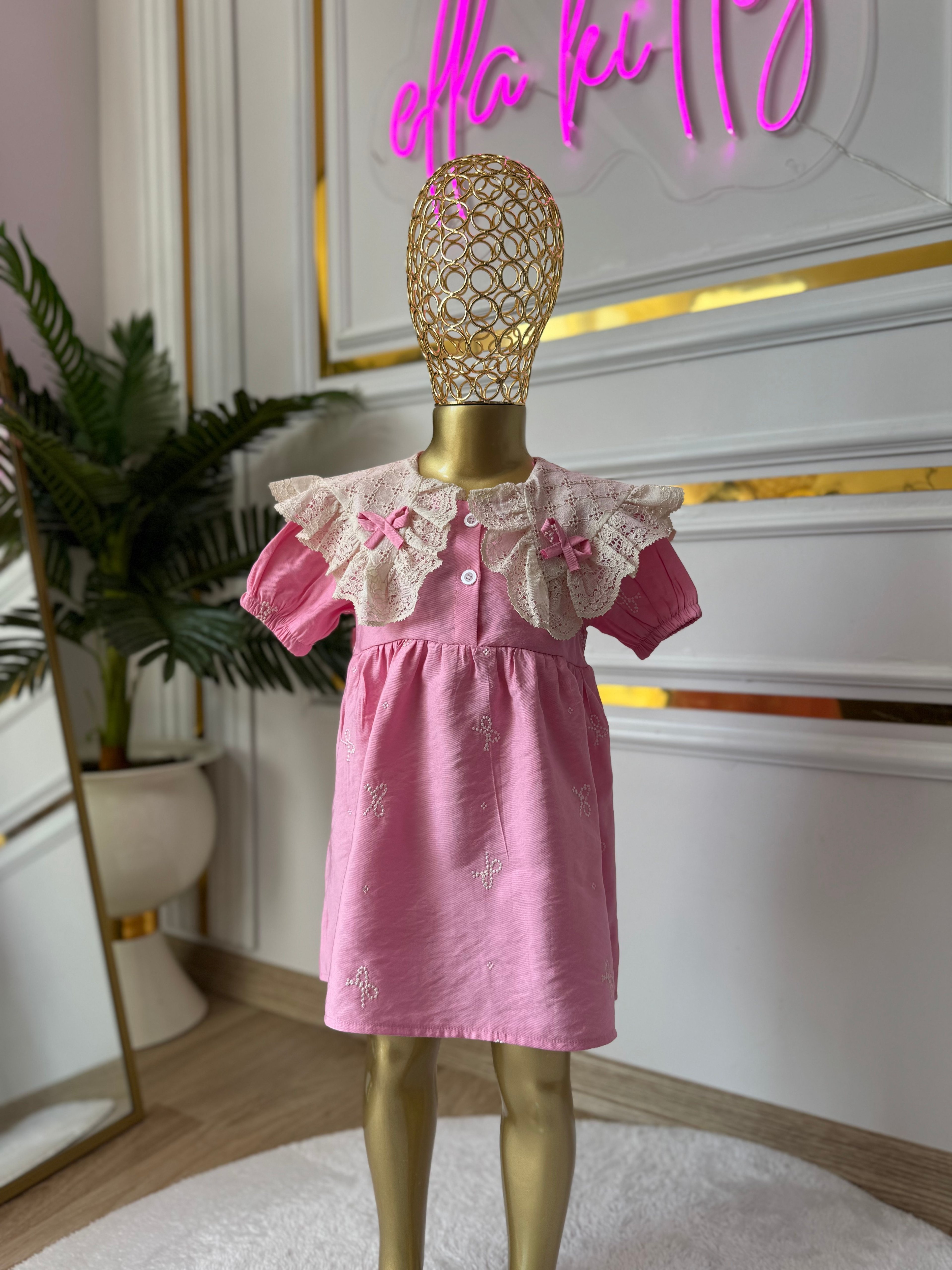 Kız Çocuk Pinterest Elbise- Pembe