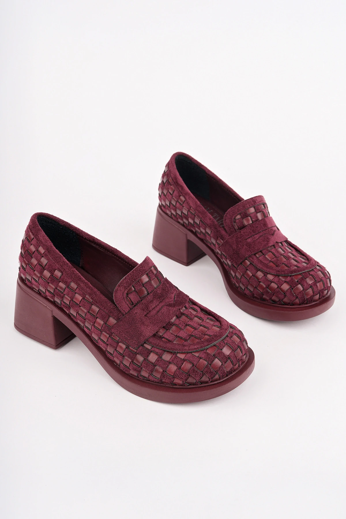 RCP-8107 Kare Kumaş Kalın Topuk Loafer