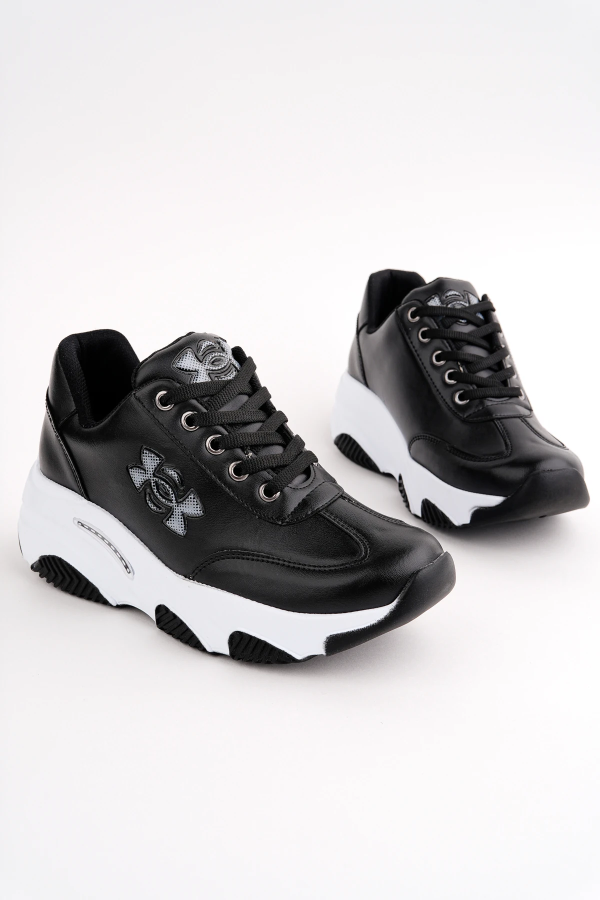 DNR-517 Kalın Taban Bağcıklı Spor - SİYAH BYZ TBN