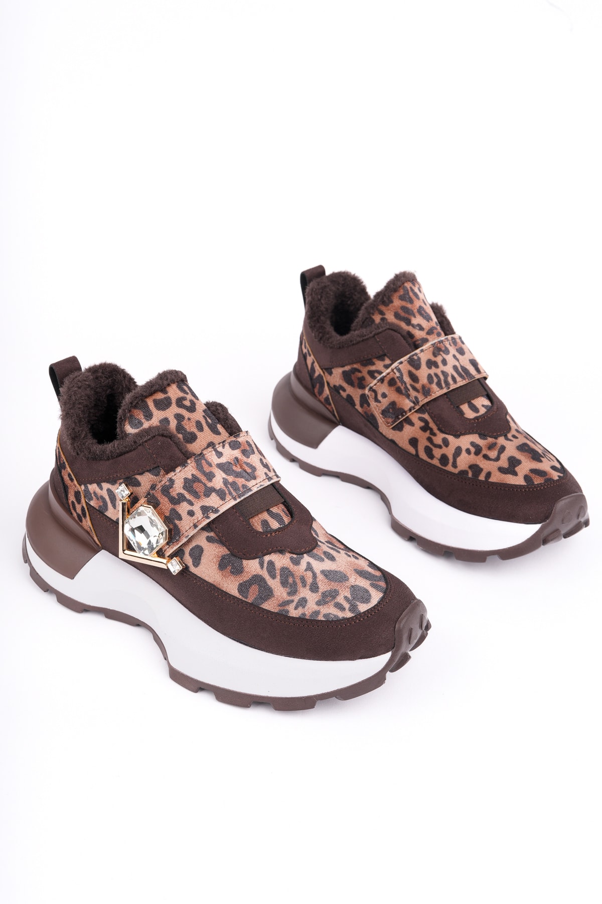 PRS-181 Cırtlı Toka Detaylı Spor - KAHVE LEOPAR